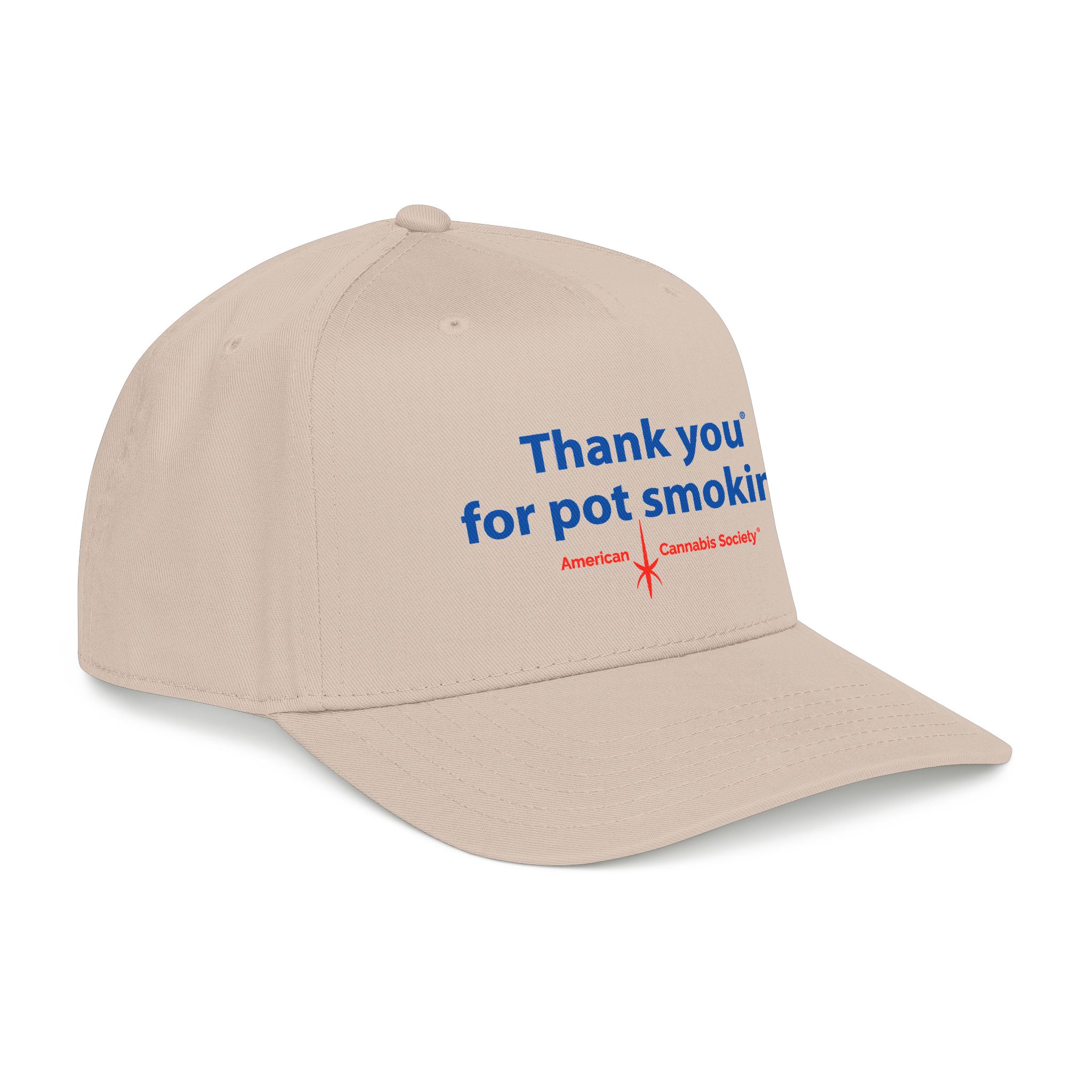 Thank You For Pot Smoking® Mid Profile Baseball Cap – Khaki view 2