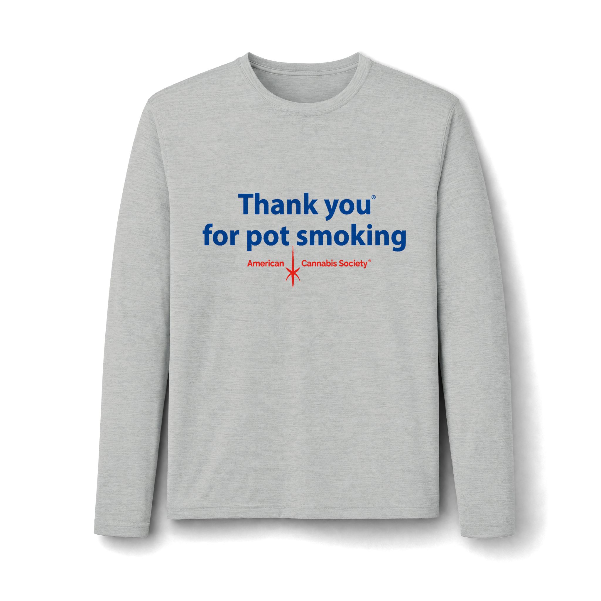 Thank You For Pot Smoking® Long Sleeve Heather Performance Tee – Silver Electric
