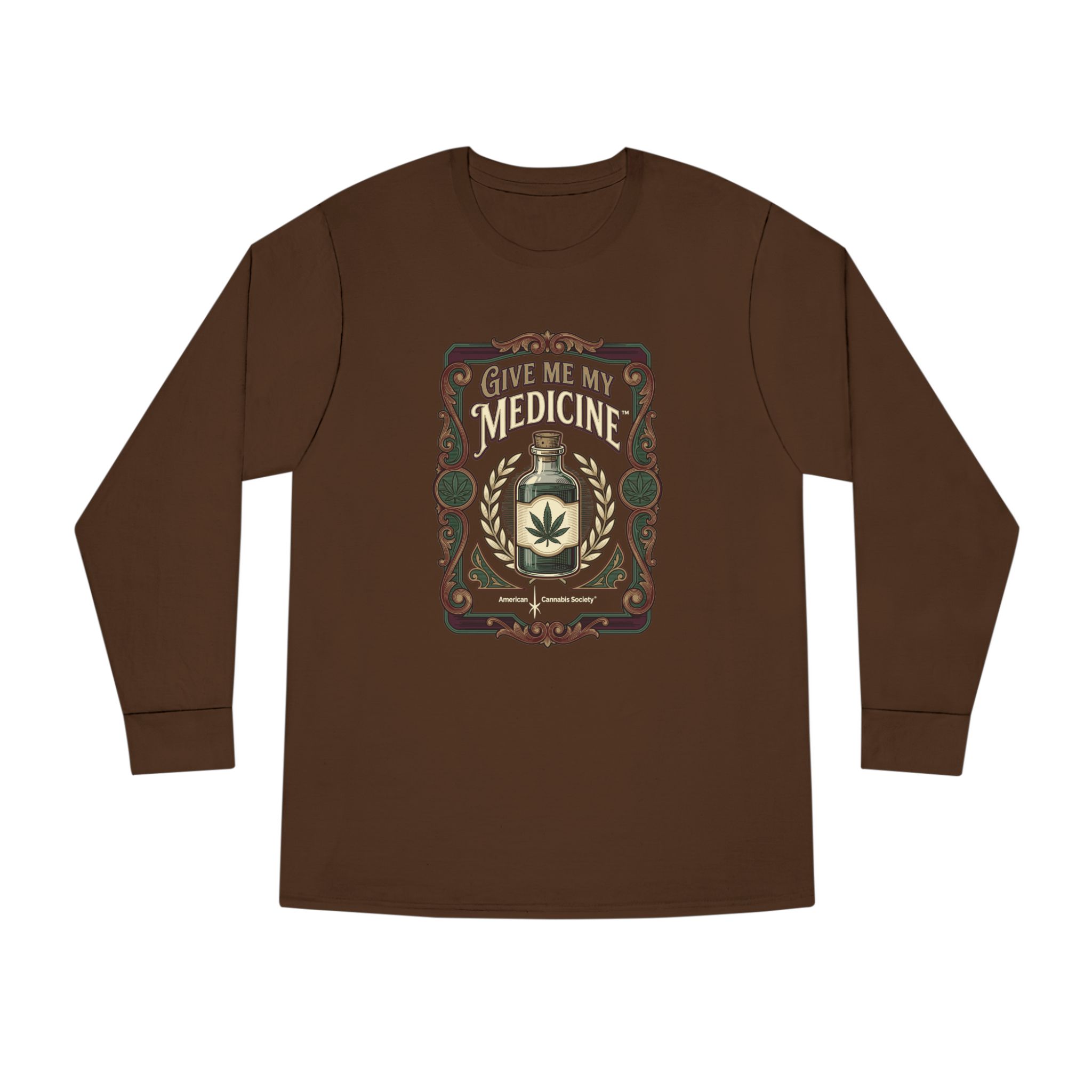Give Me My Medicine™ Long Sleeve Crewneck Tee – Chestnut
