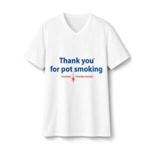 Thank You For Pot Smoking® Tri-Blend V-Neck Tee – White