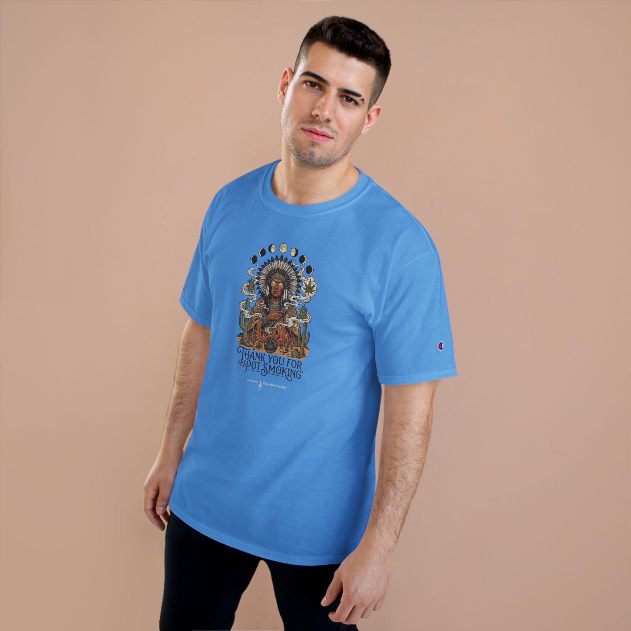 Thank You For Pot Smoking® Desert Chief Classic Heavyweight Tee – Light Blue – view 3