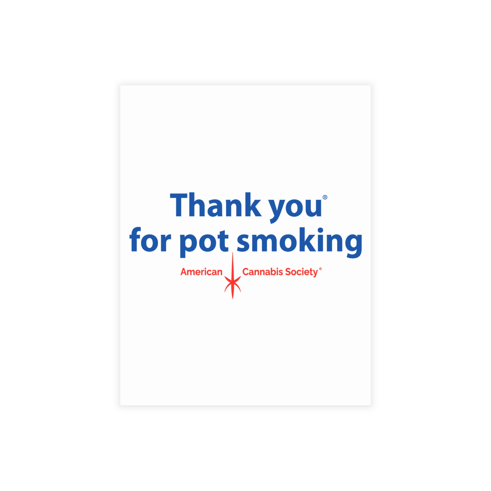 Thank You For Pot Smoking® Postcards – 4.25″ x 5.5″ (Vertical), Coated (one side), 10 pcs