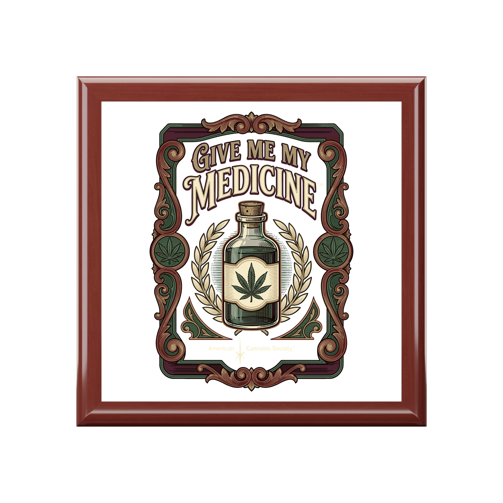 Give Me My Medicine™ Wooden Jewelry Box – Red Mahogany