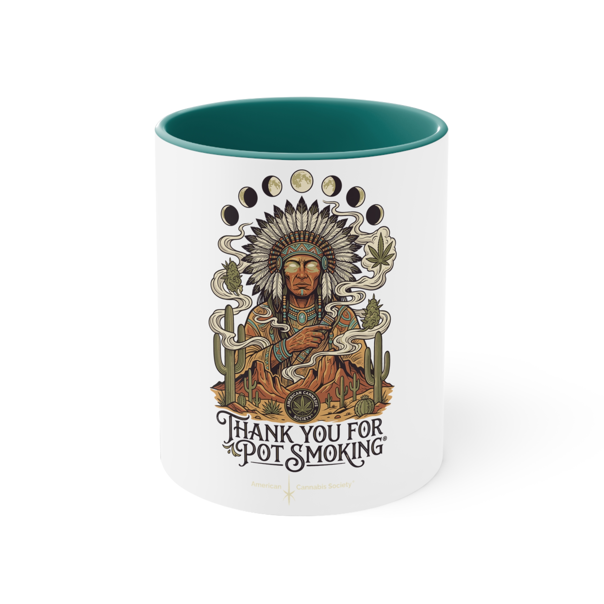 Thank You For Pot Smoking® Desert Chief Accent Mug – Green