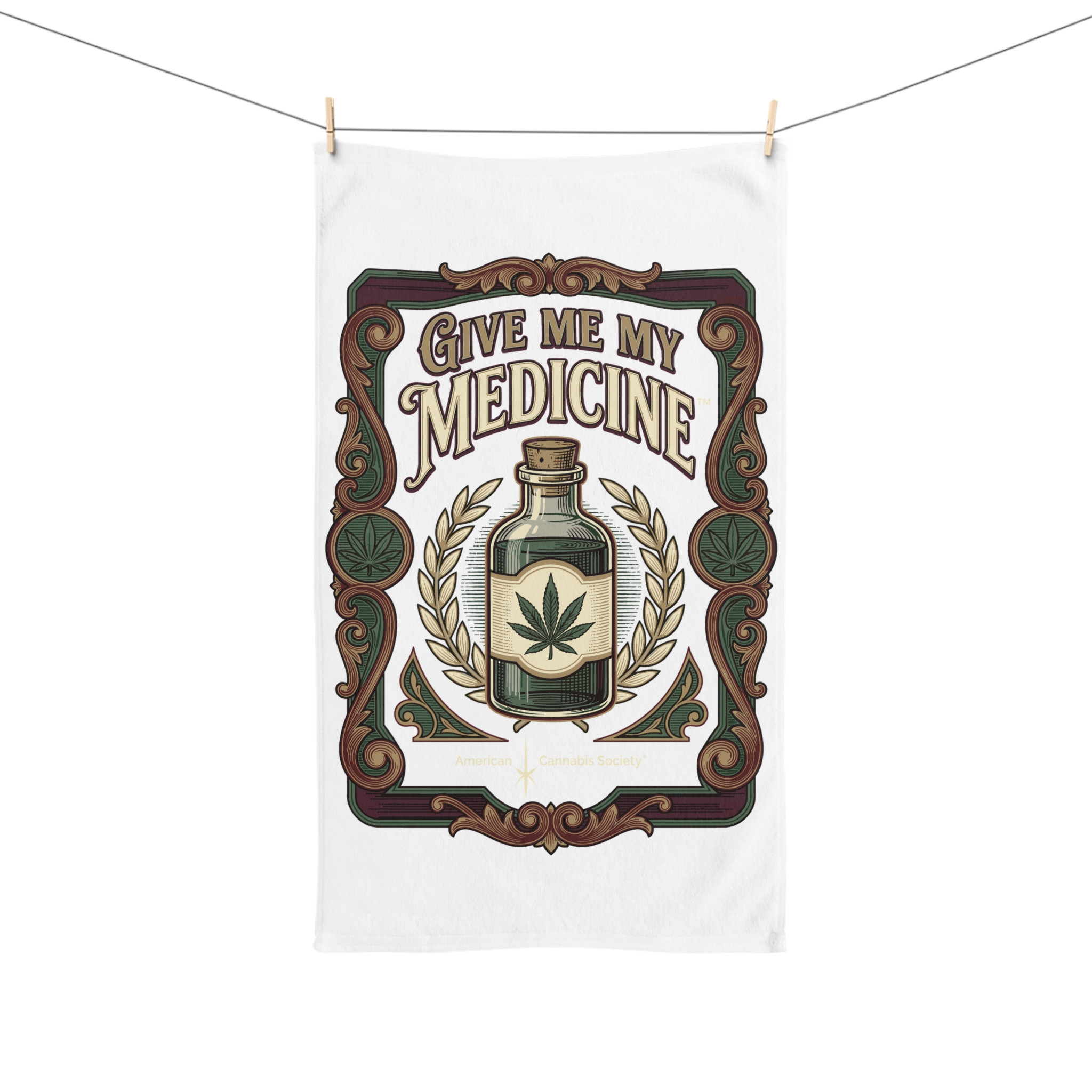 Give Me My Medicine™ Hand Towel – White base – view 3