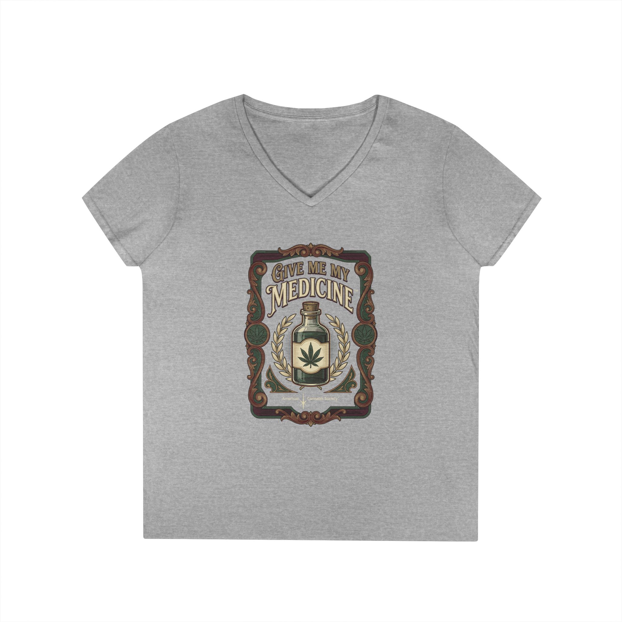 Give Me My Medicine™ Women's V-Neck Tee – Sport Grey