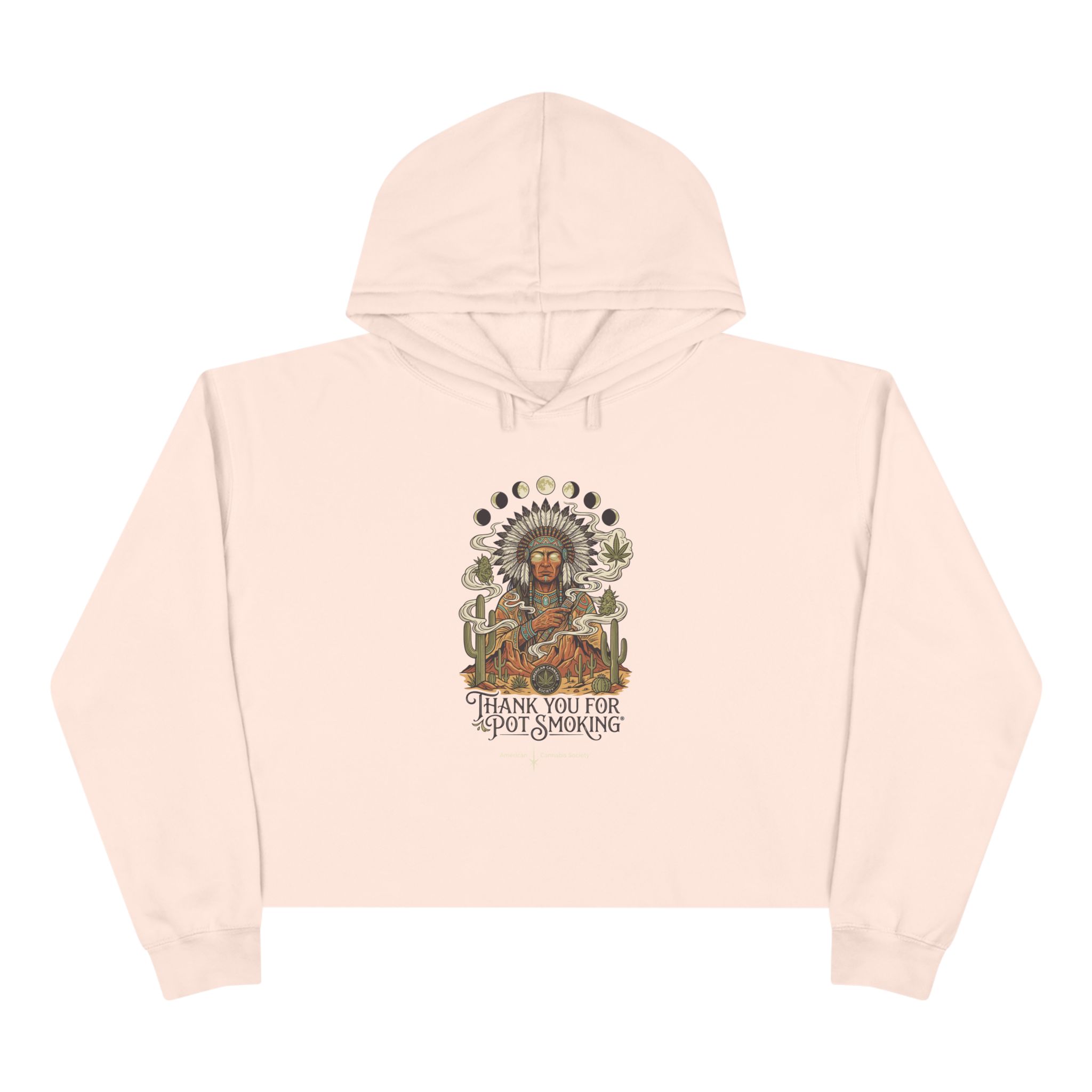 Thank You For Pot Smoking® Desert Chief Women's Crop Hoodie – Pale Pink