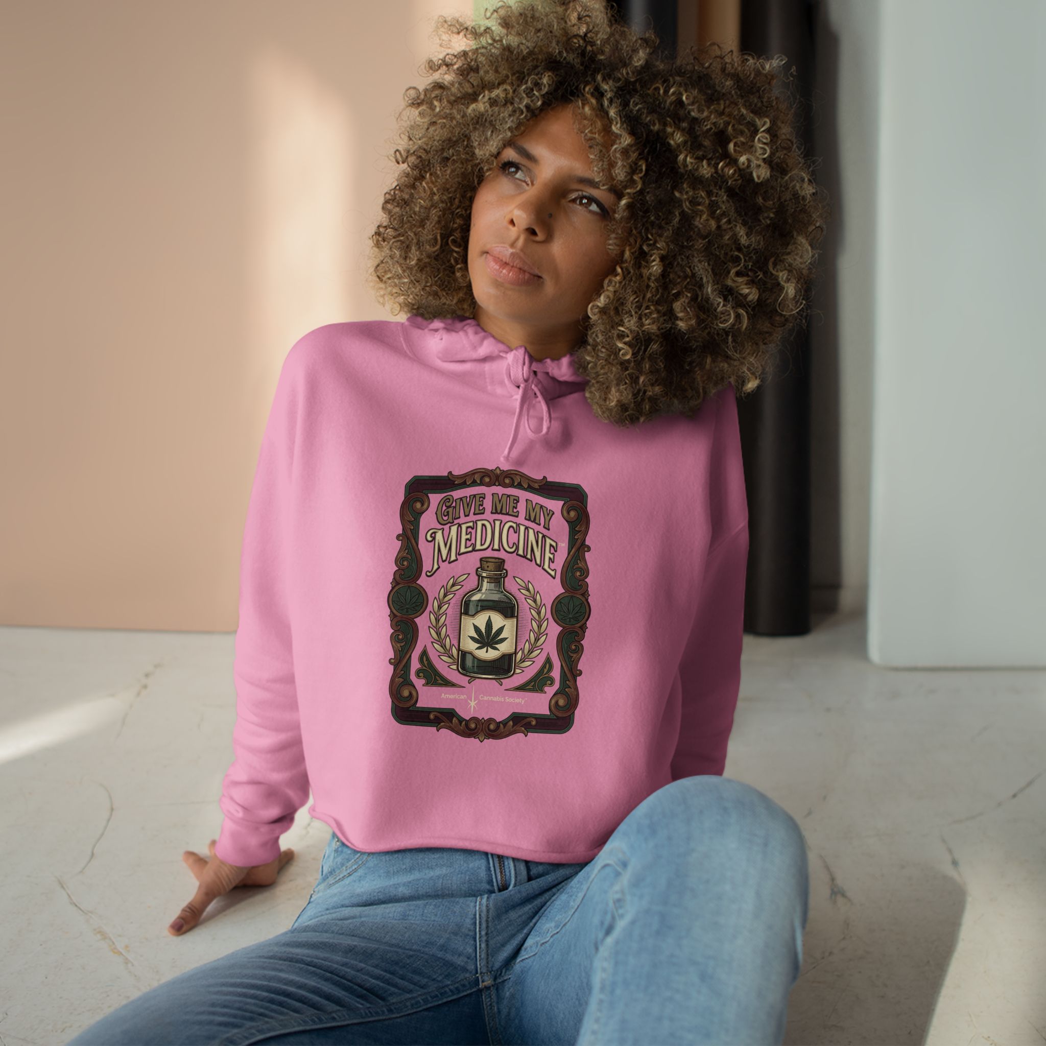 Give Me My Medicine™ Women's Crop Hoodie – Mauve, view 3