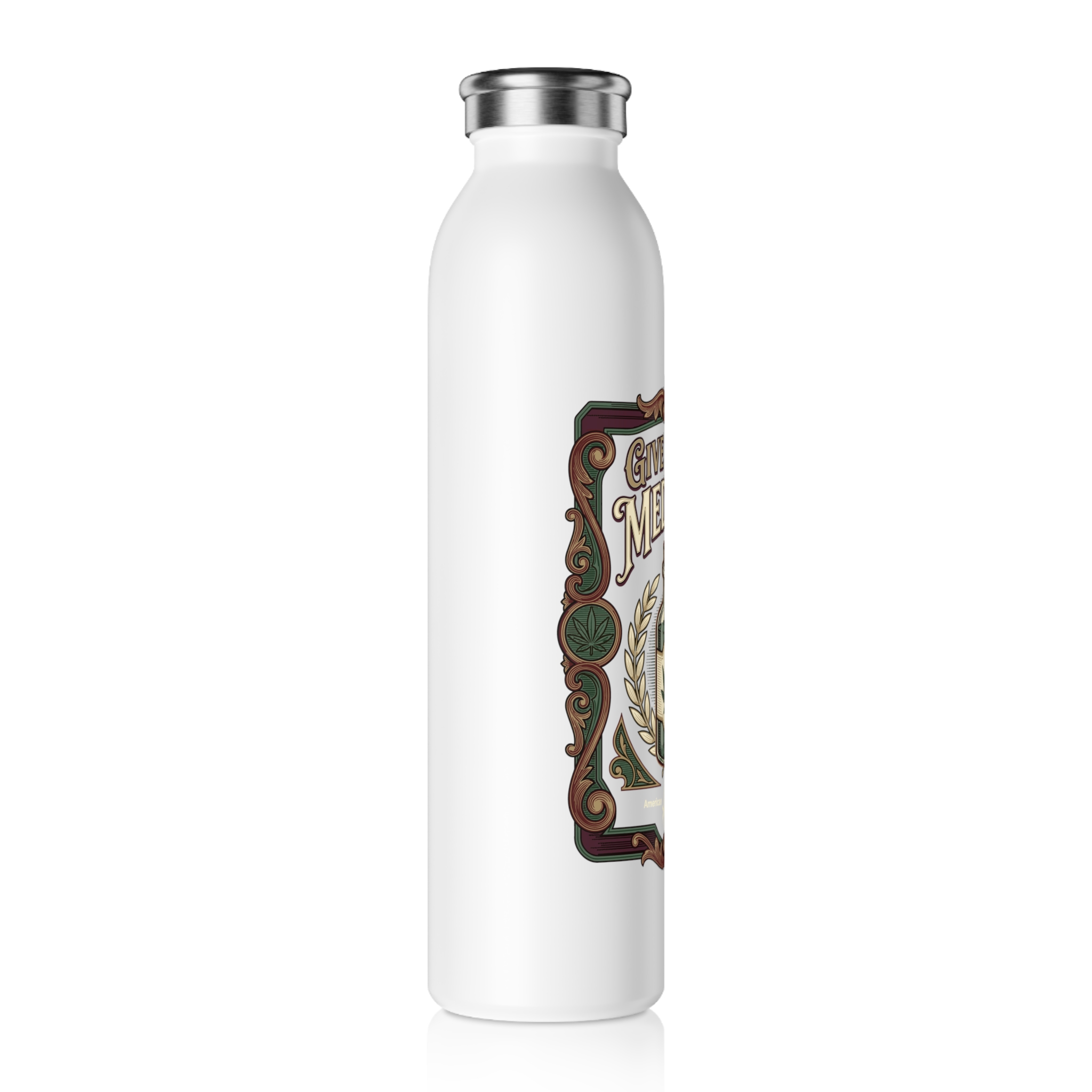 Give Me My Medicine™ Slim Water Bottle, 20oz – White – view 2