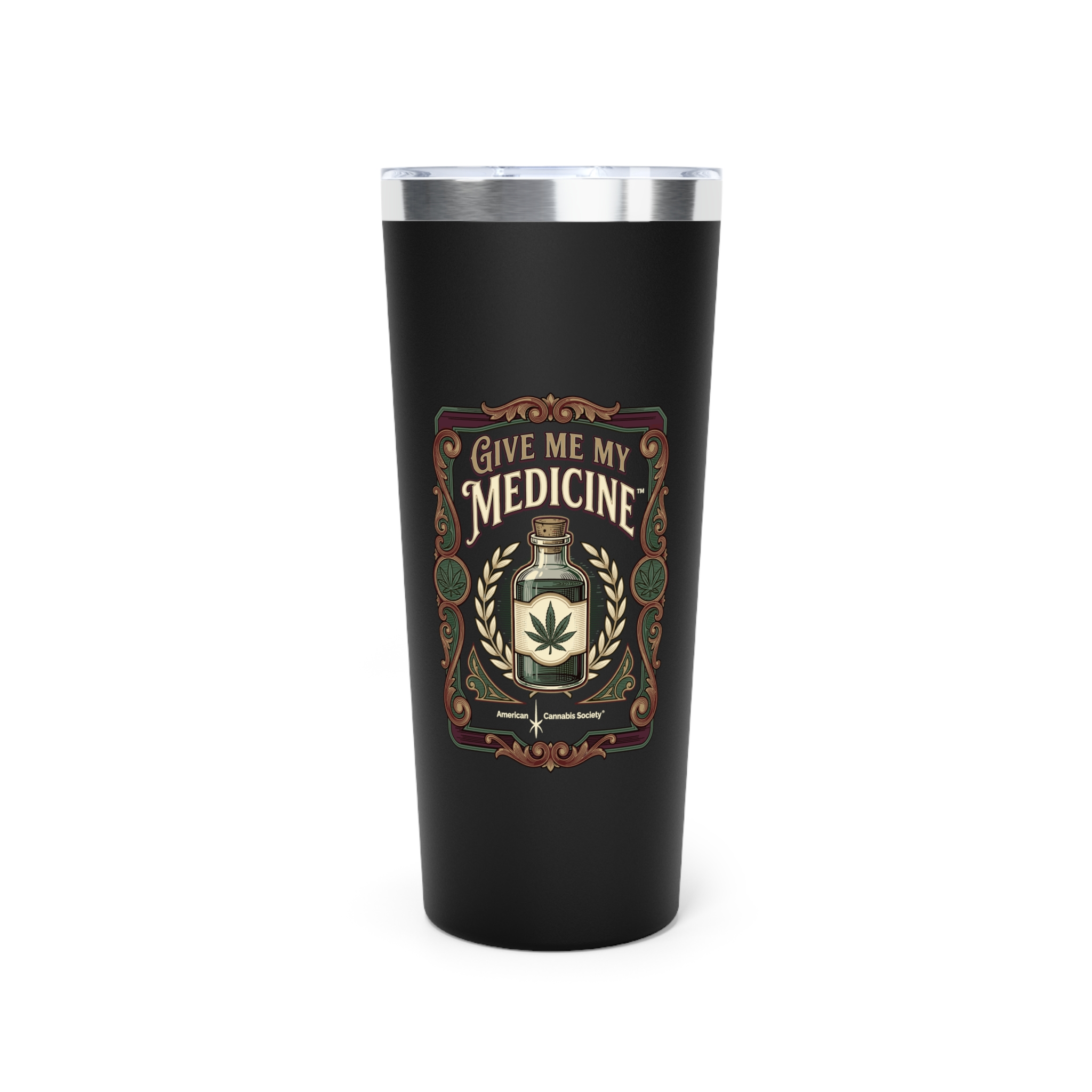 Give Me My Medicine™ Copper Insulated Tumbler, 22oz – Black