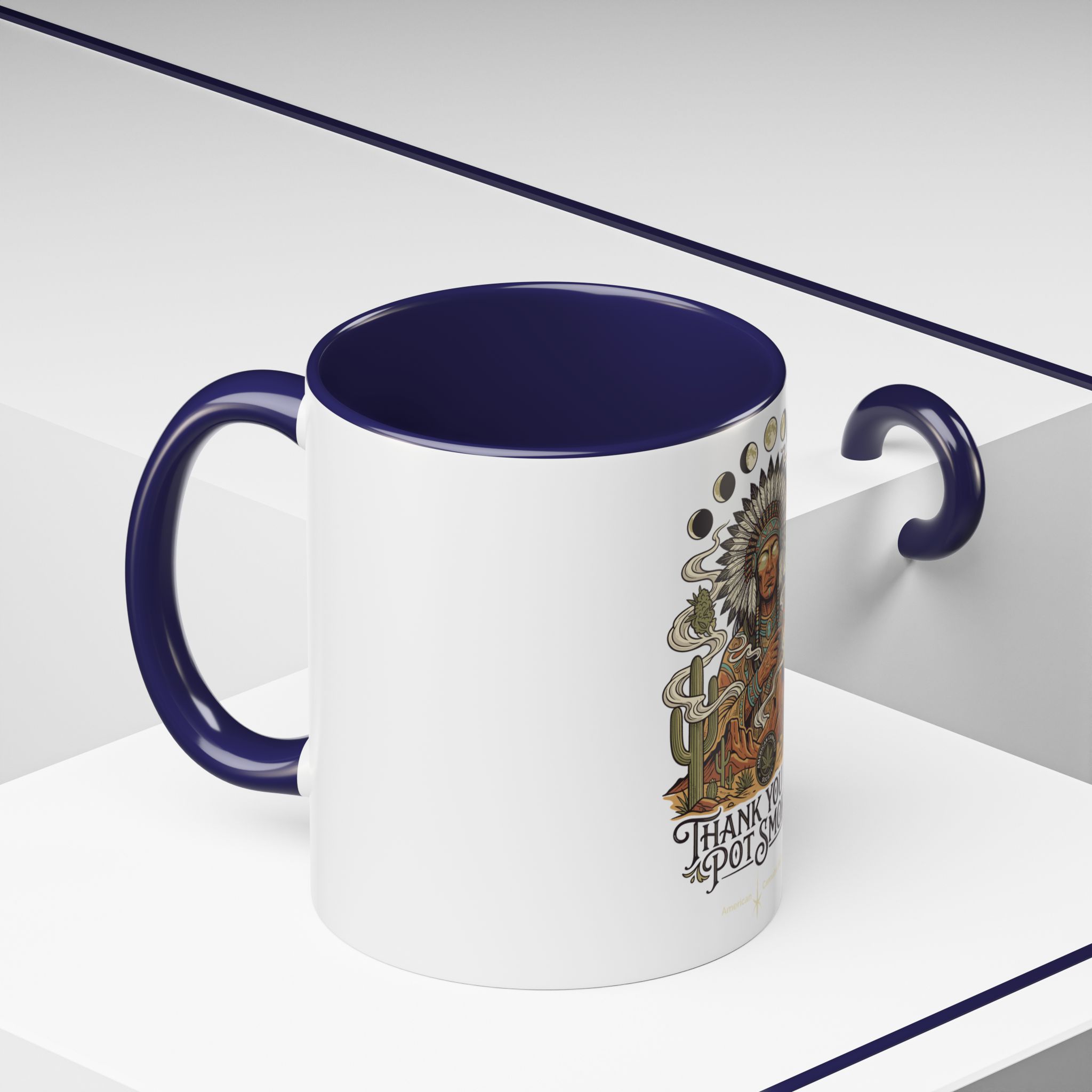 Thank You For Pot Smoking® Colored Interior Coffee Mug – Navy – view 6