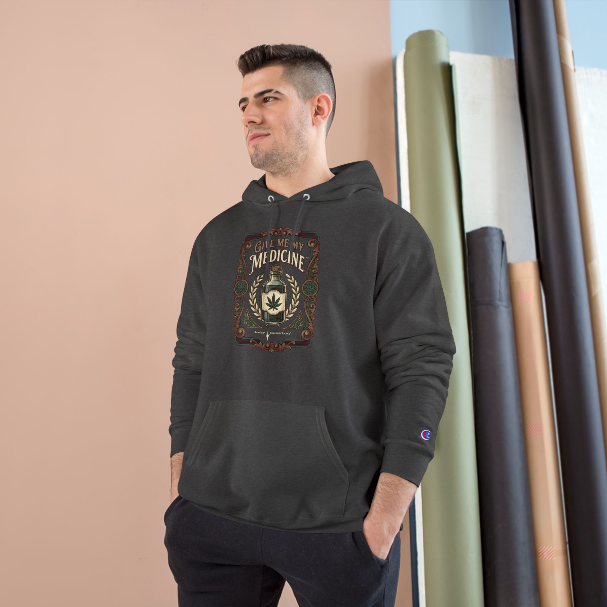 Give Me My Medicine™ Heavyweight Pullover Hoodie – Charcoal Heather, view 3