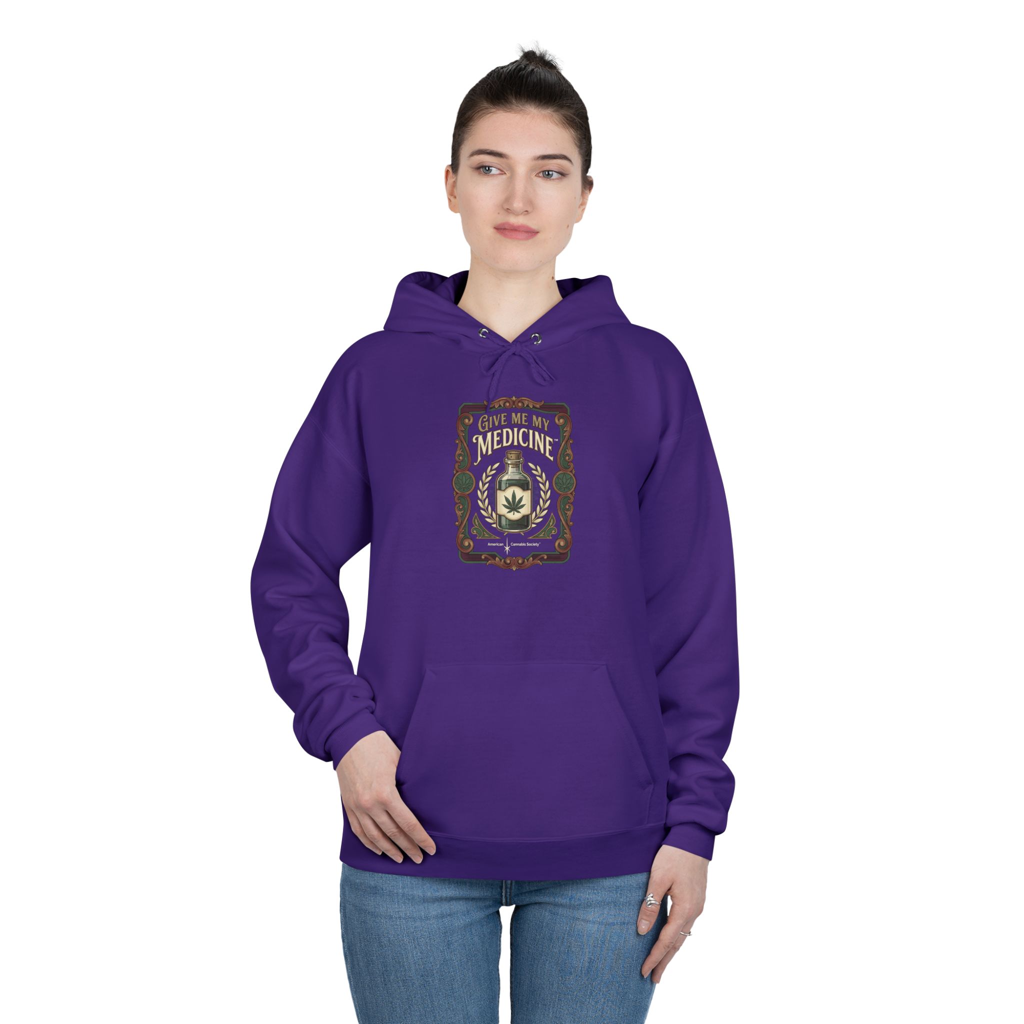 Give Me My Medicine™ Unisex Pullover Hoodie – Athletic Purple – view 3