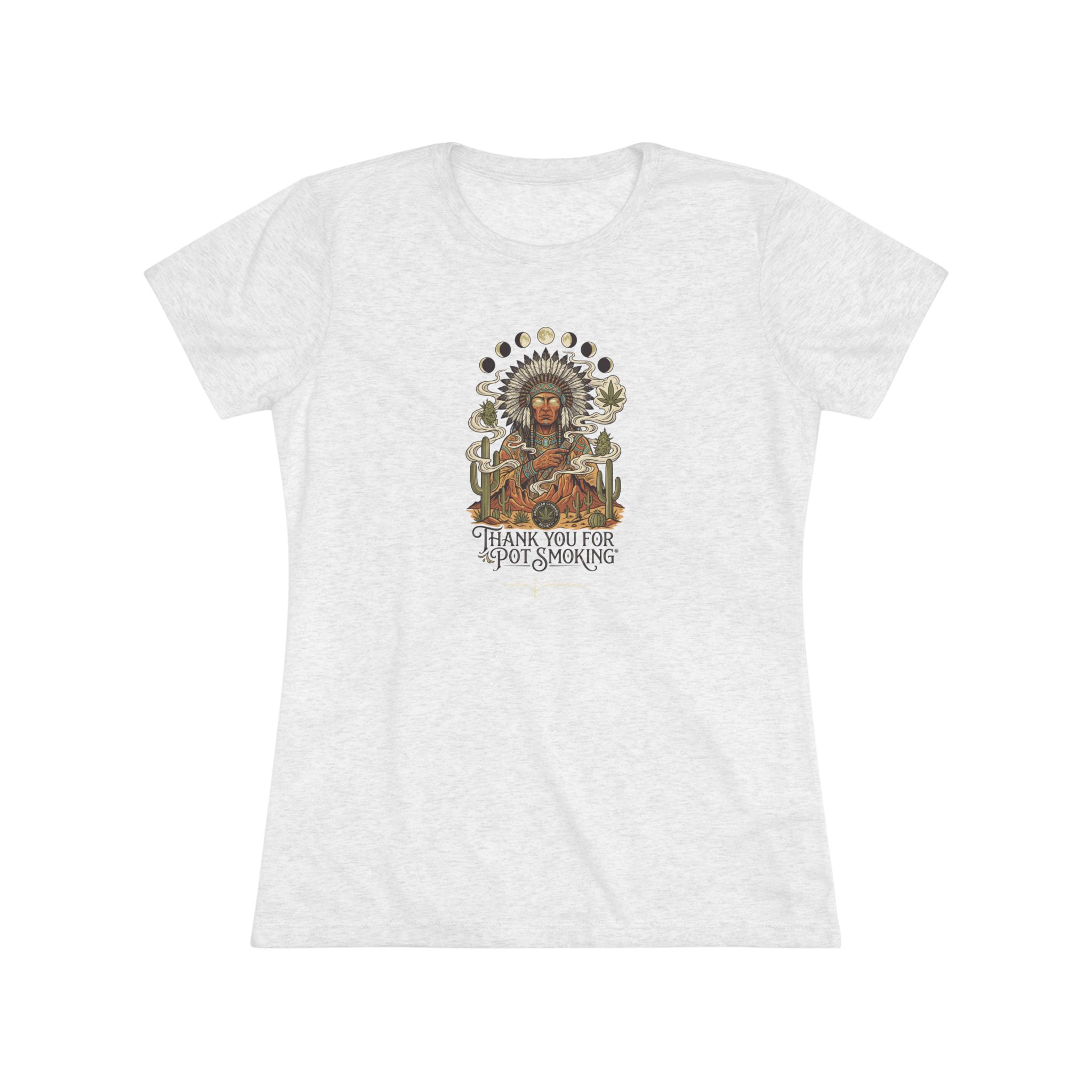 Thank You For Pot Smoking® Desert Chief Women's Tri-Blend Tee – Tri-Blend Heather White