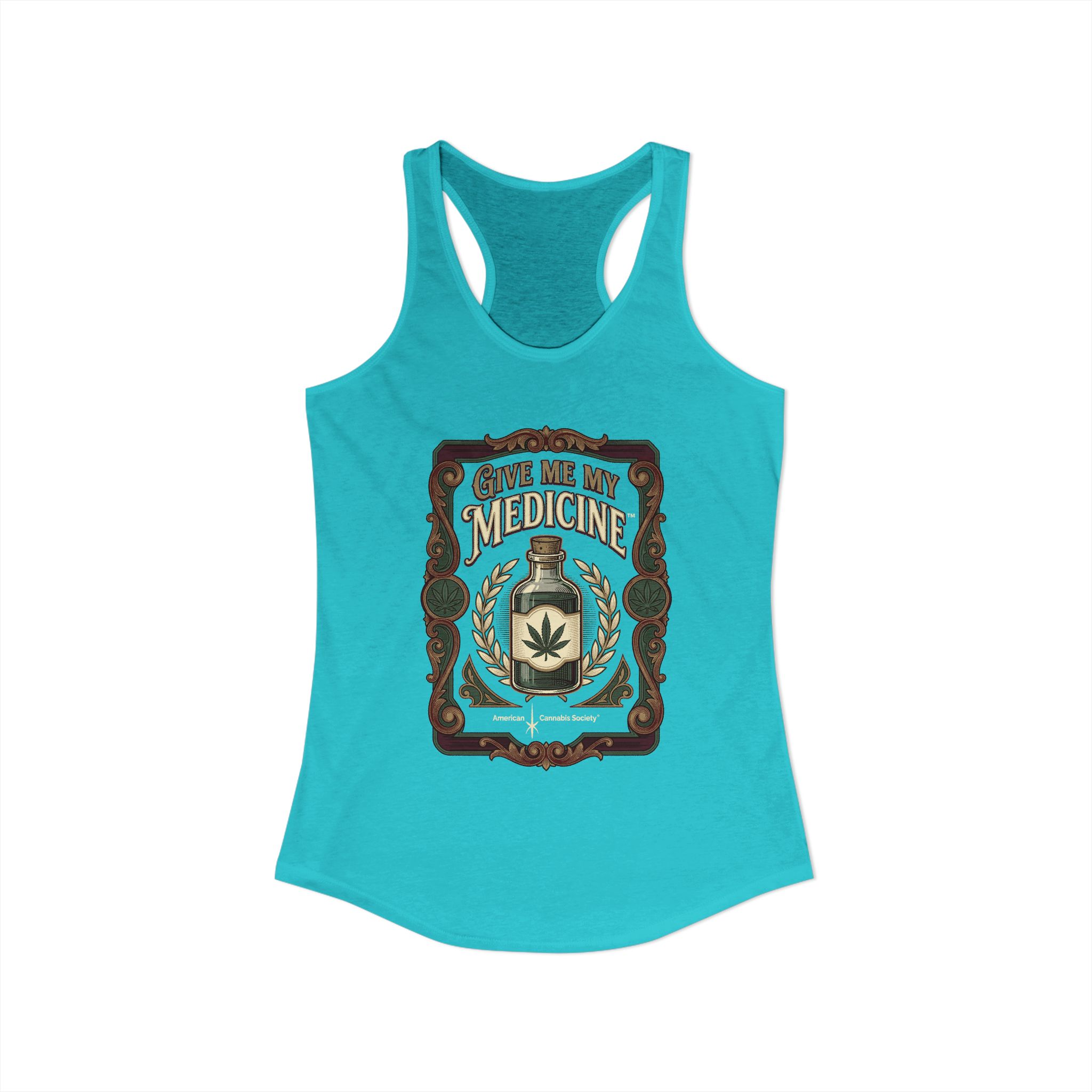 Give Me My Medicine™ Women's Racerback Tank – Solid Tahiti Blue – view 2