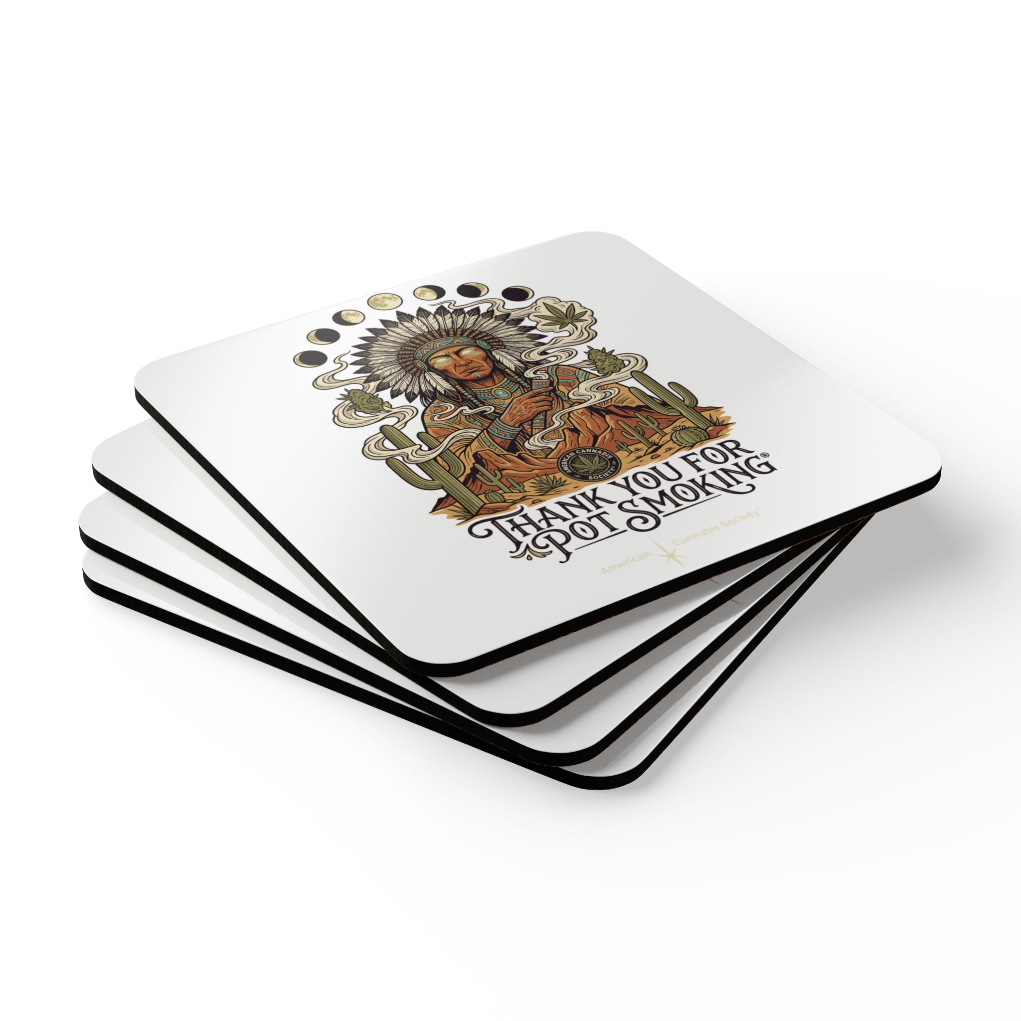 Thank You For Pot Smoking® Desert Chief Cork-Back Coaster Set – 3.75" × 3.75" – view 3