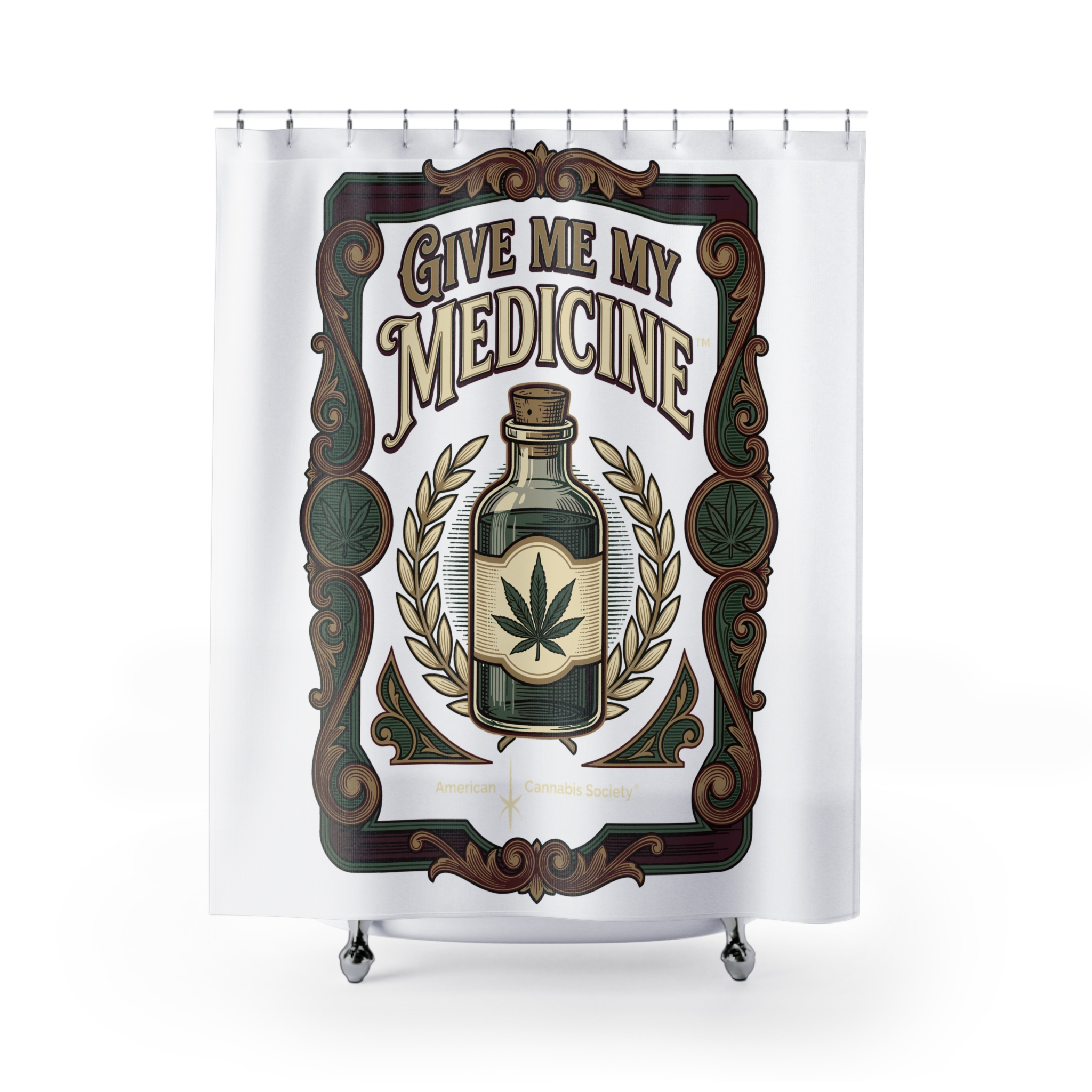 Give Me My Medicine™ Shower Curtain – 71" × 74"