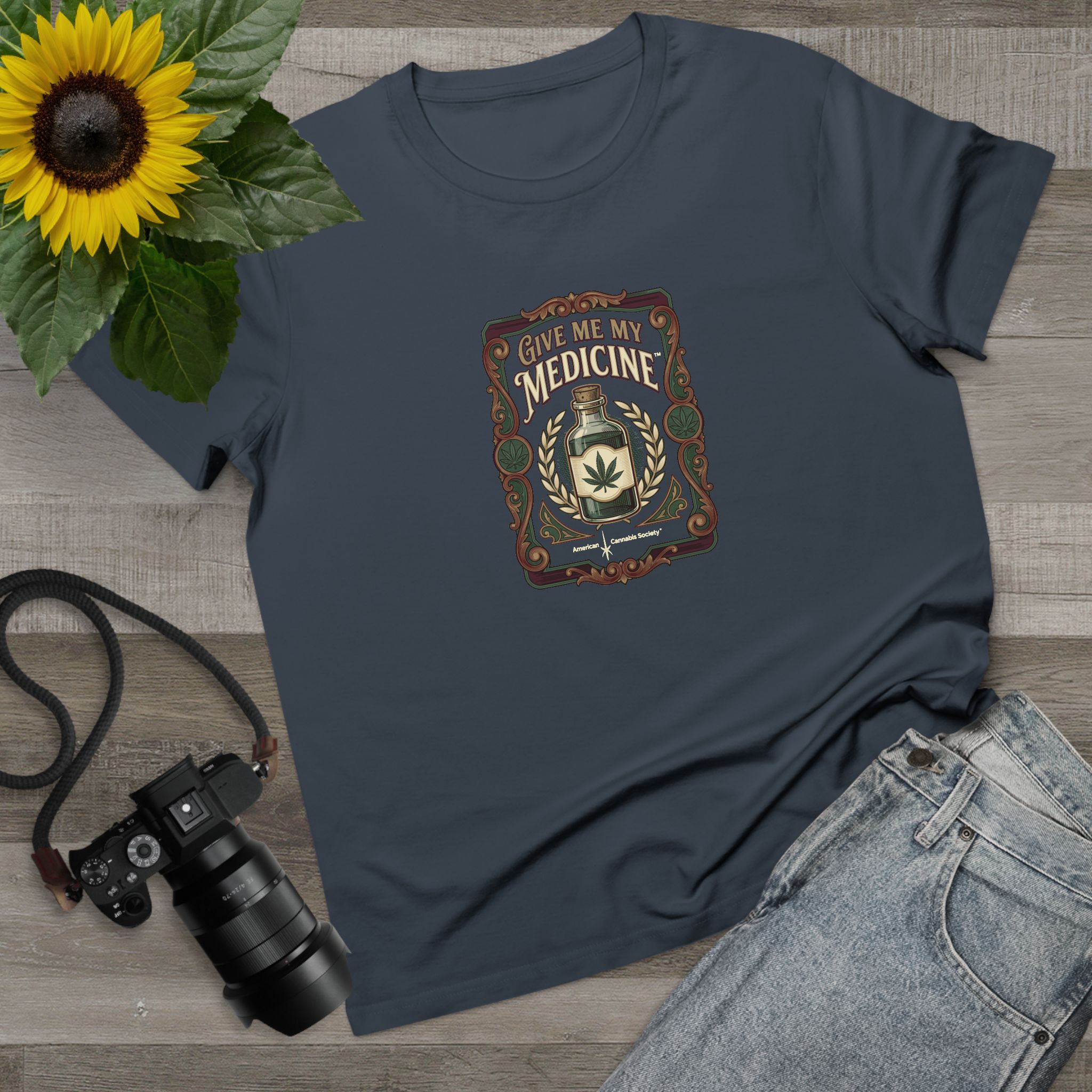 Give Me My Medicine™ Women's Maple Tee – Petrol Blue, view 3
