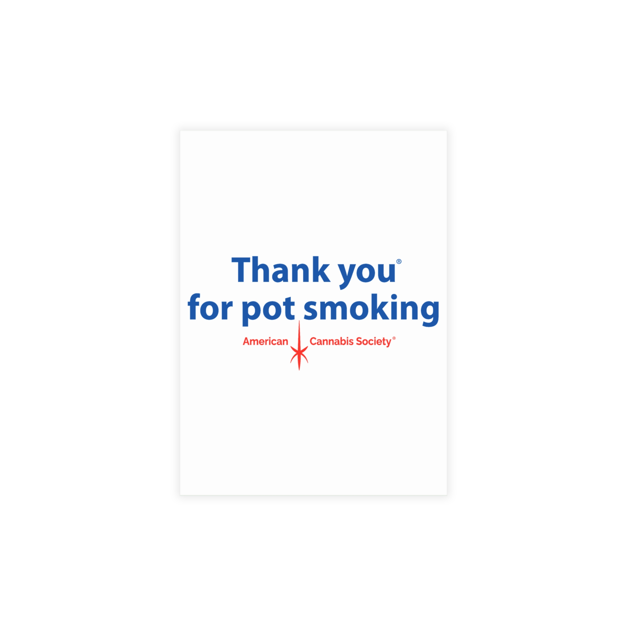 Thank You For Pot Smoking® Postcards – 3.5″ x 4.9″ (Vertical), Coated (both sides), 10 pcs