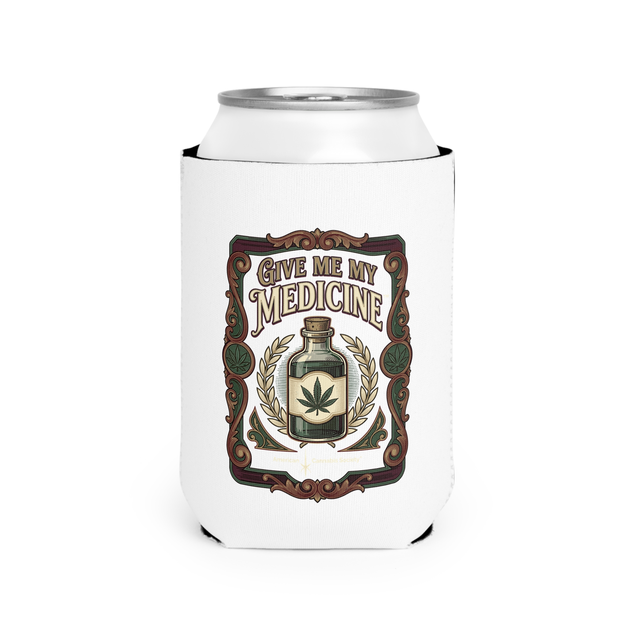 Give Me My Medicine™ Neoprene Can Cooler – White – view 3