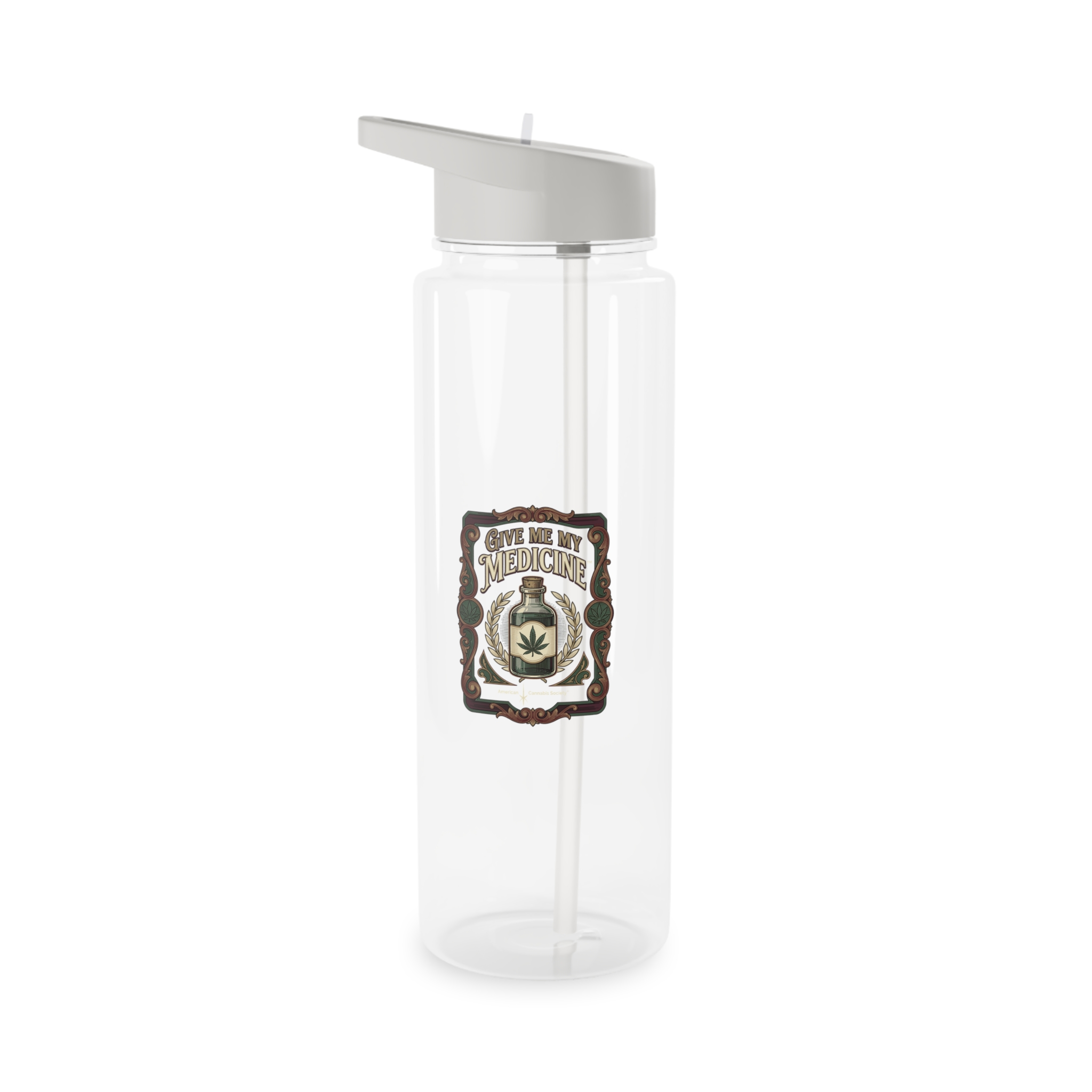 Give Me My Medicine™ Tritan Water Bottle with Straw – Transparent