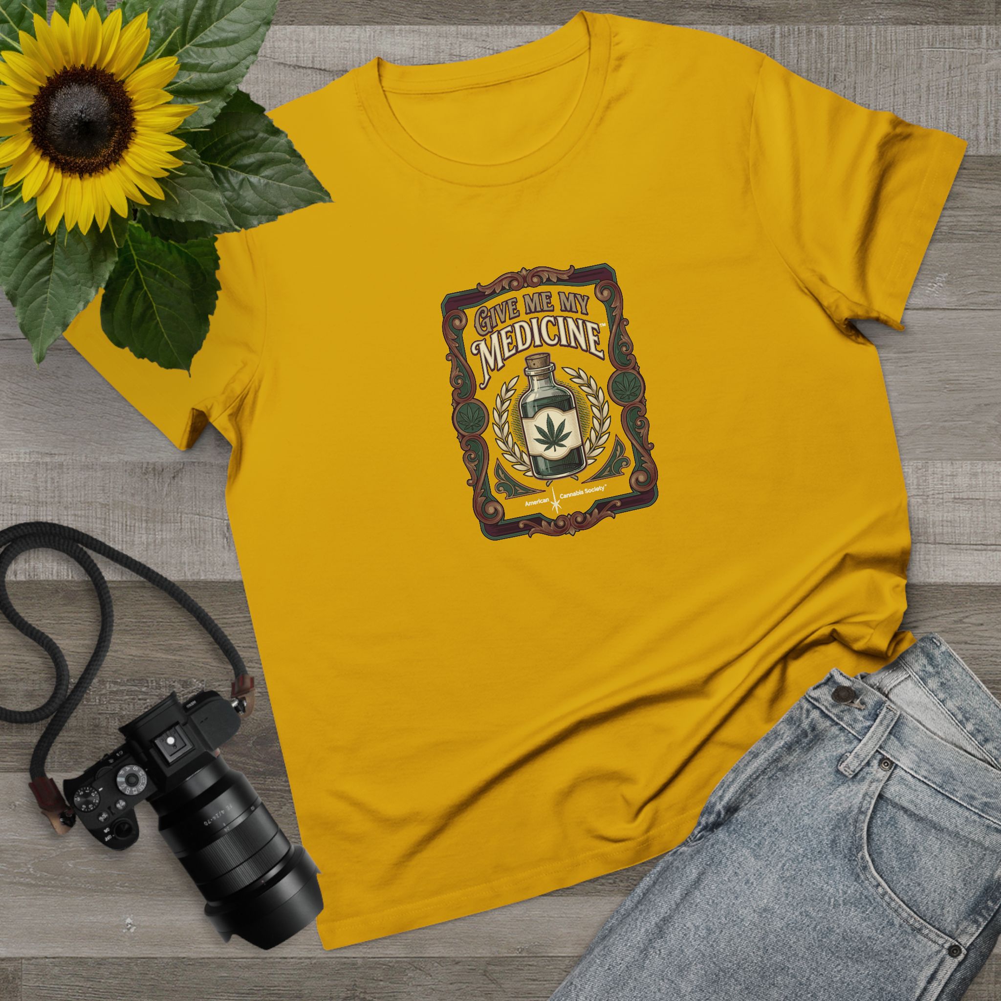 Give Me My Medicine™ Women's Maple Tee – Mustard, view 3