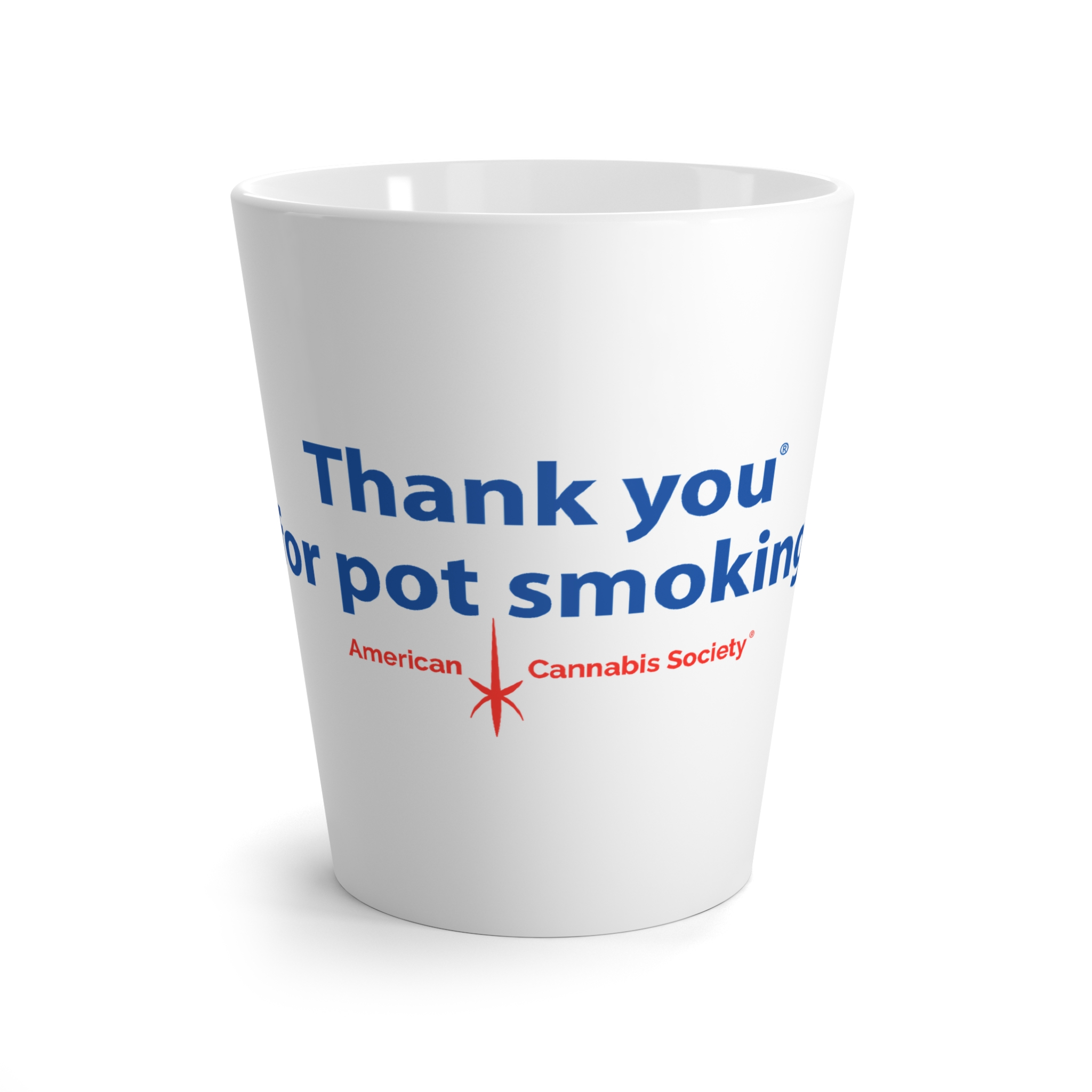 Thank You For Pot Smoking® Latte Mug — American Cannabis Society® 12oz Ceramic Cup
