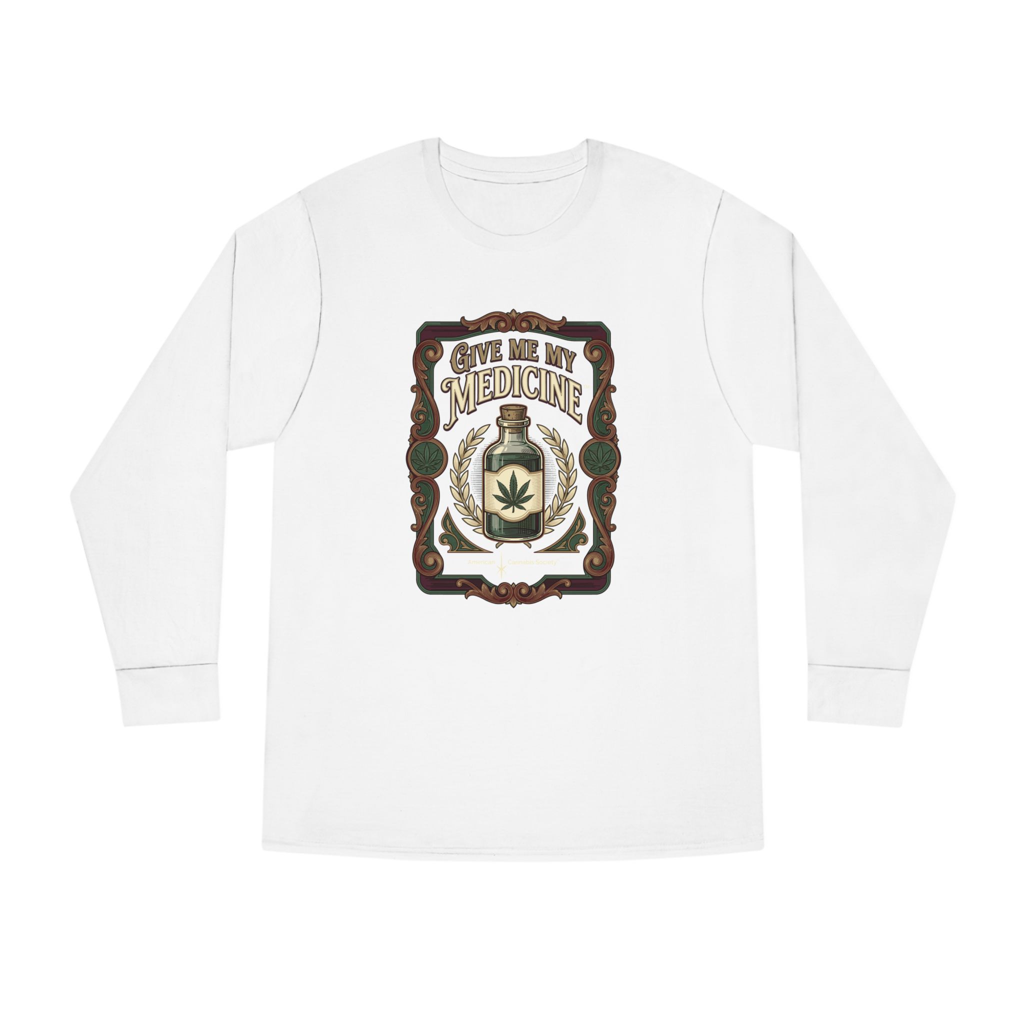 Give Me My Medicine™ Long Sleeve Crewneck Tee – White