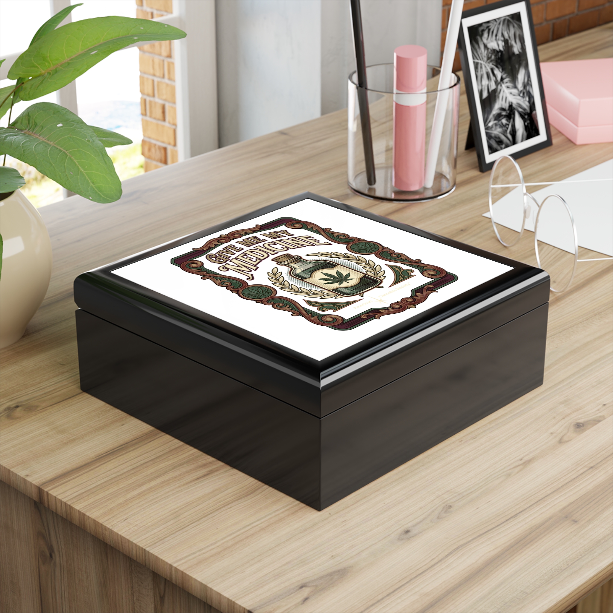 Give Me My Medicine™ Wooden Jewelry Box – Ebony Black – view 2