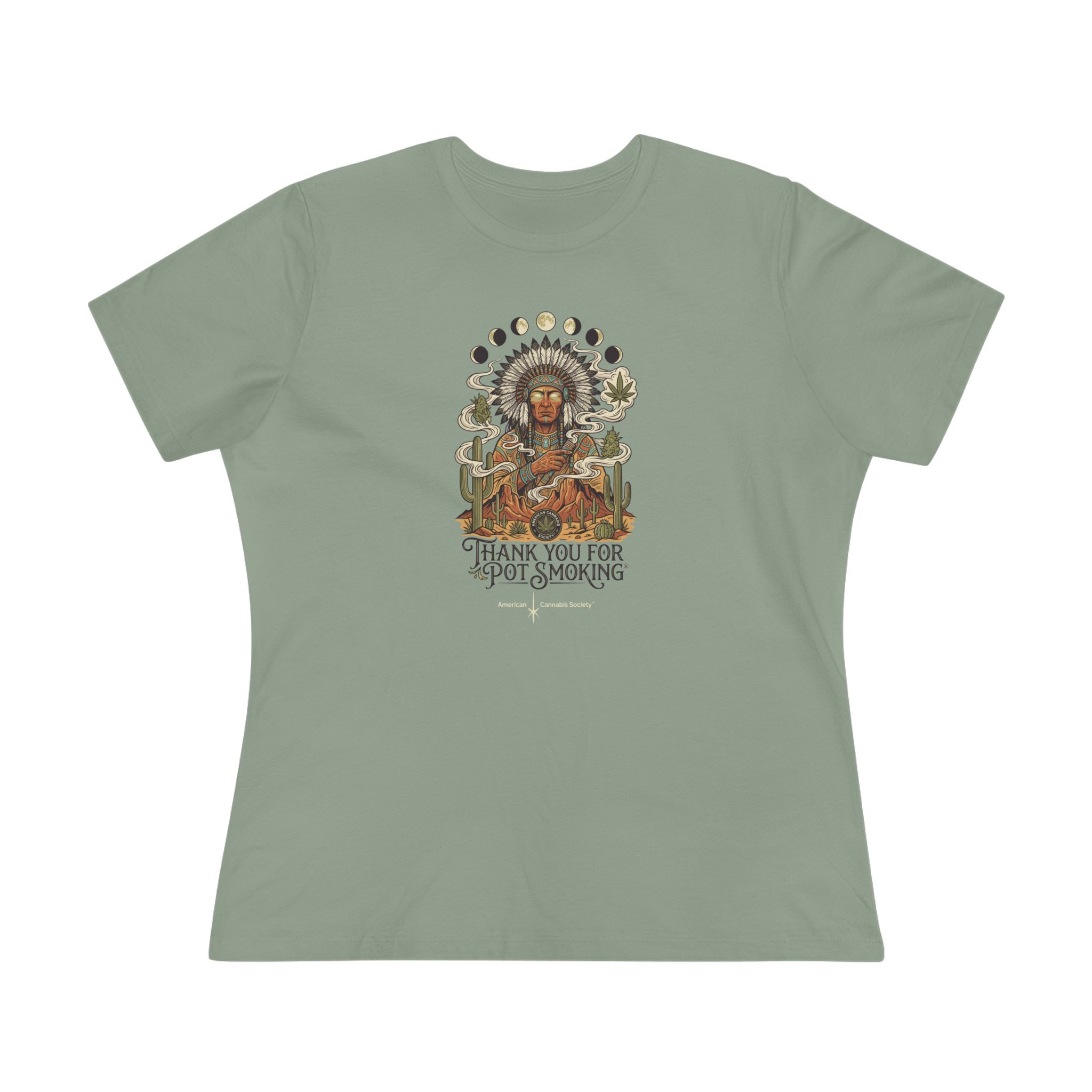 Thank You For Pot Smoking® Desert Chief Women's Relaxed Cotton Tee – Sage