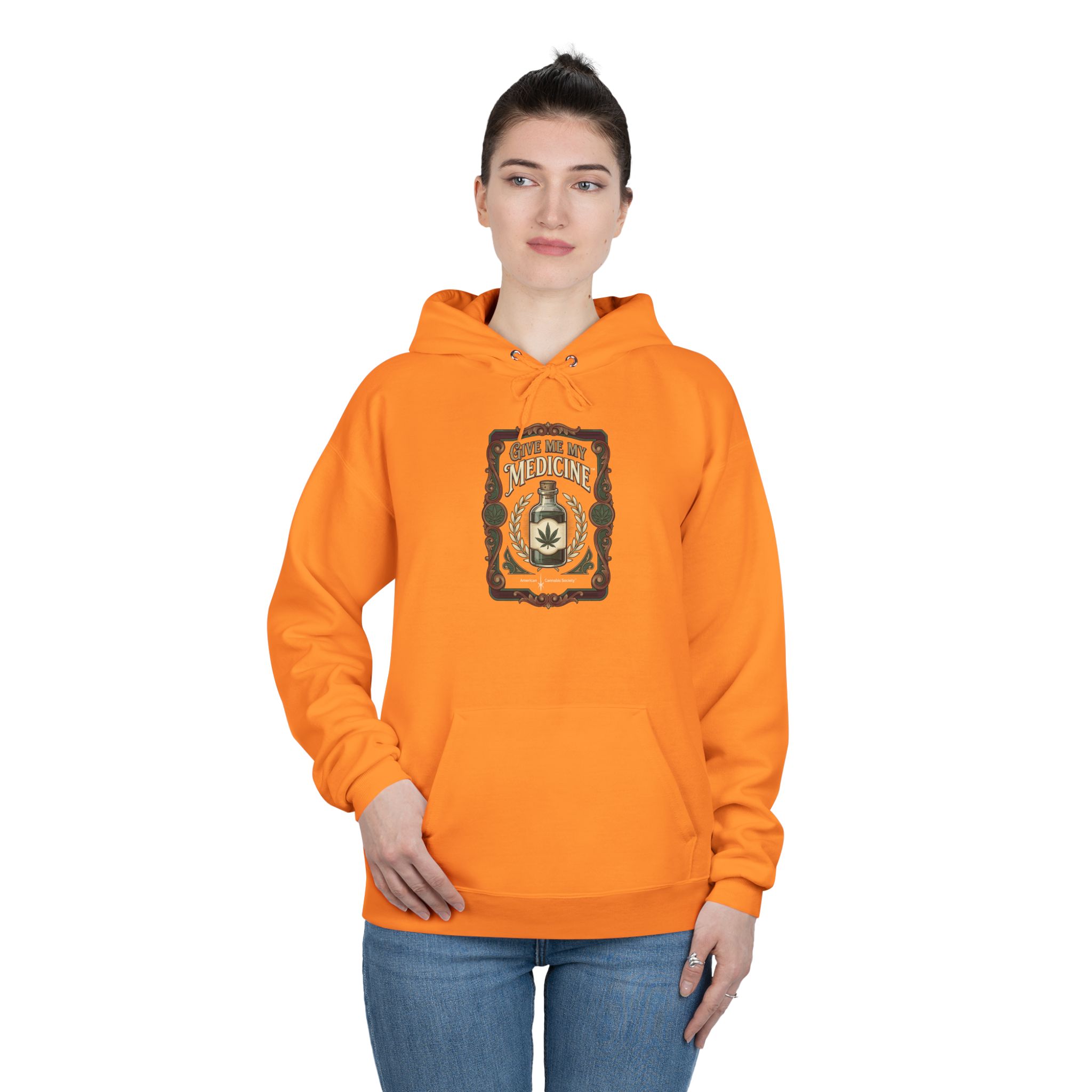 Give Me My Medicine™ Unisex Pullover Hoodie – Safety Orange – view 3