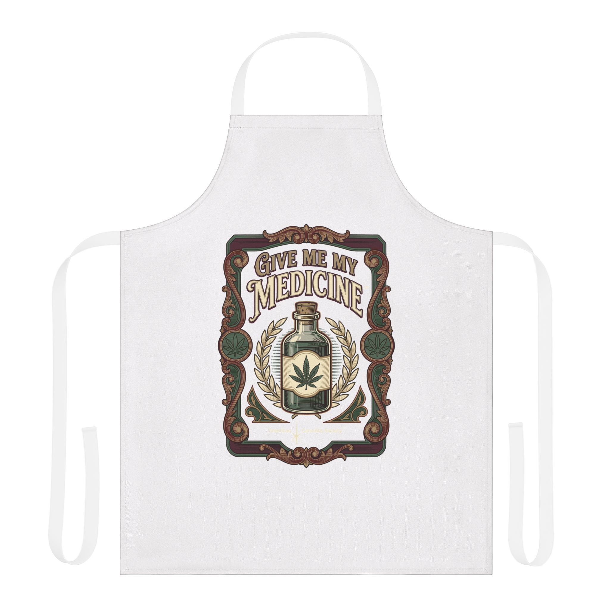 Give Me My Medicine™ Apron with 5 Strap Colors – White