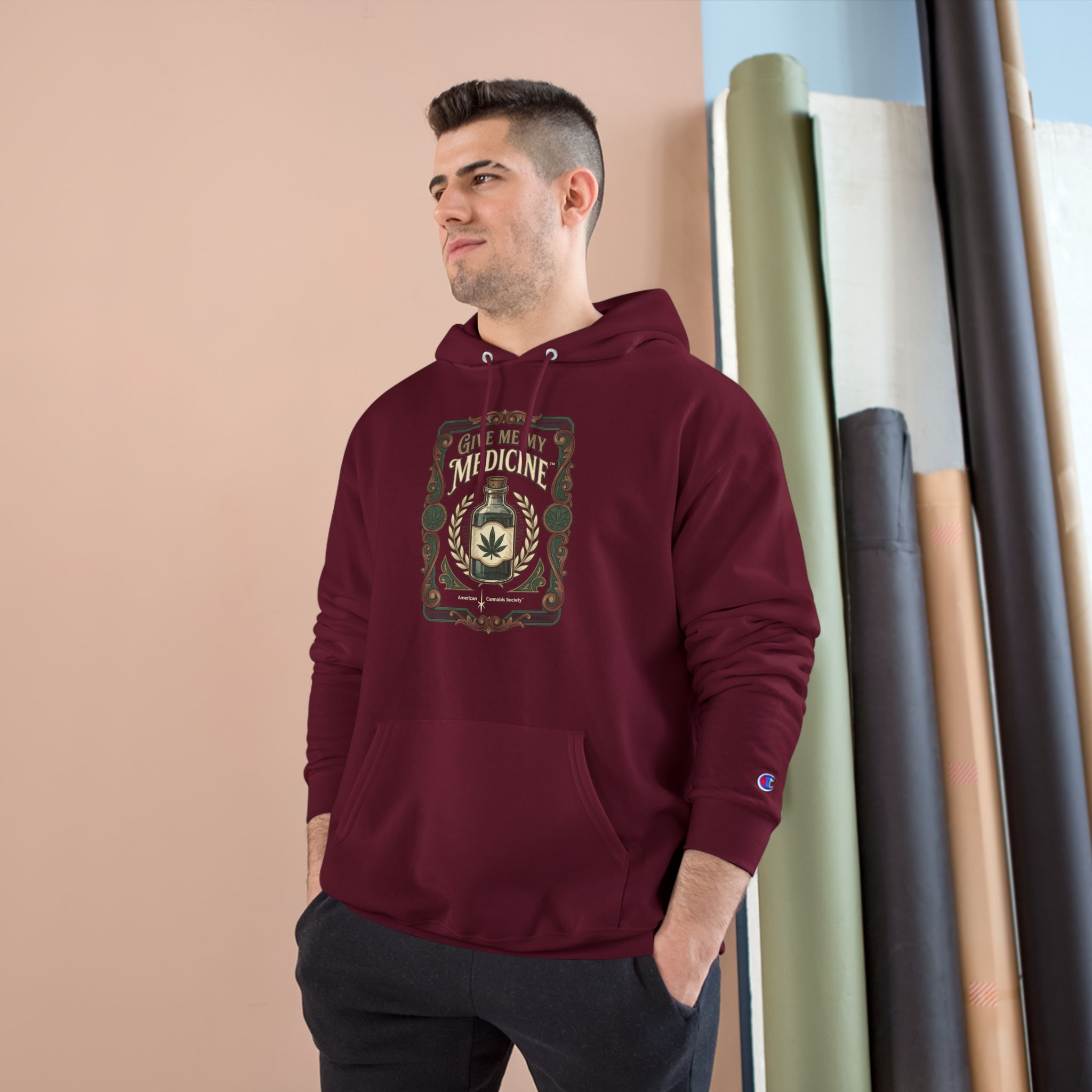 Give Me My Medicine™ Heavyweight Pullover Hoodie – Maroon, view 3