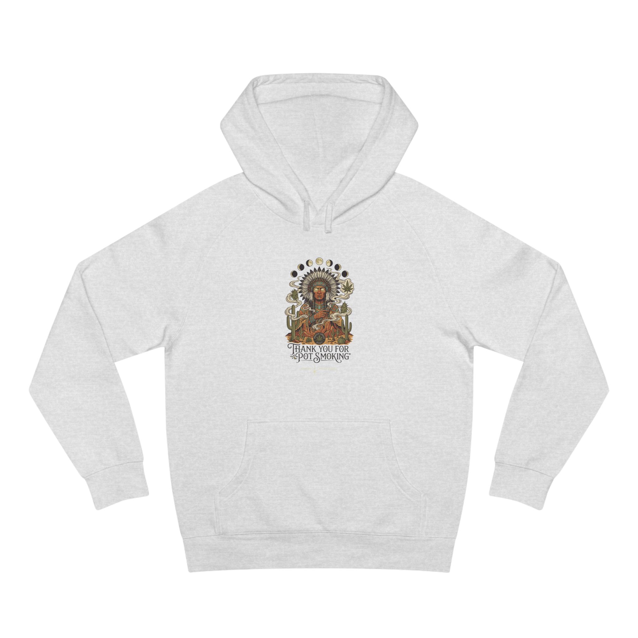 Thank You For Pot Smoking® Desert Chief Unisex Midweight Hoodie – White Heather