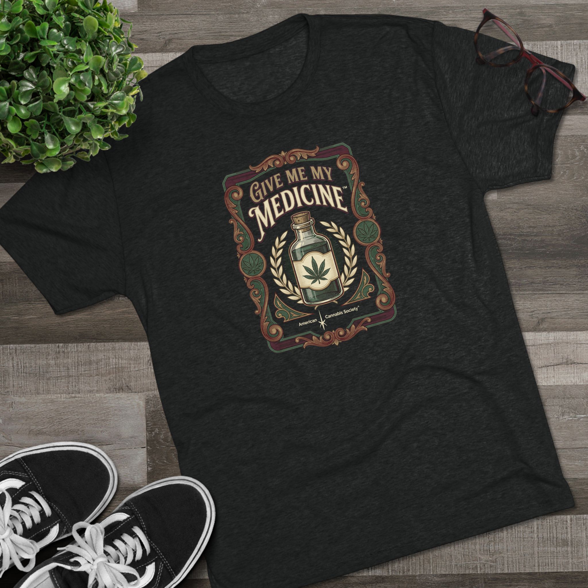 Give Me My Medicine™ Unisex Tri-Blend Crew Tee – Tri-Blend Vintage Black – view 3