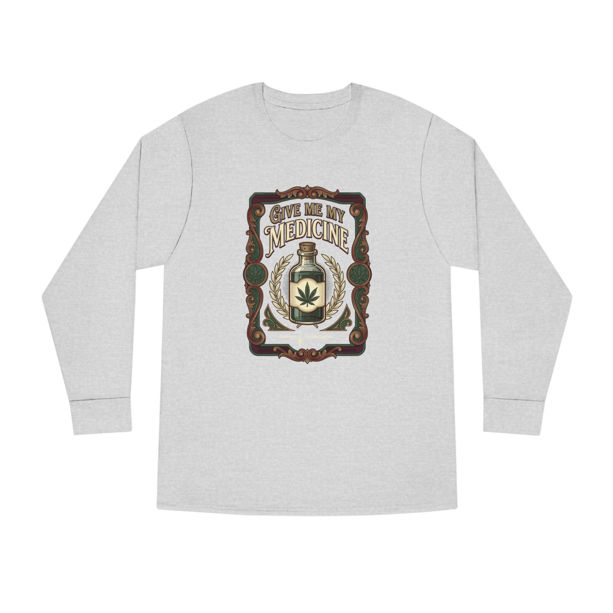 Give Me My Medicine™ Long Sleeve Crewneck Tee – Heather Grey