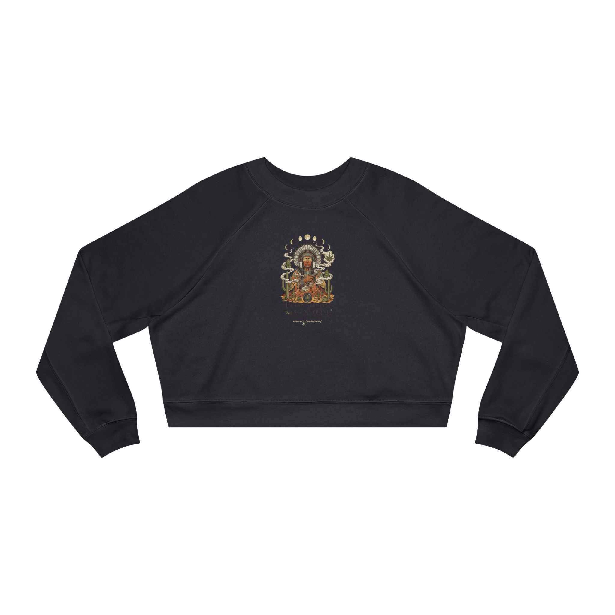 Thank You For Pot Smoking® Desert Chief Women's Cropped Fleece Pullover – Dark Grey