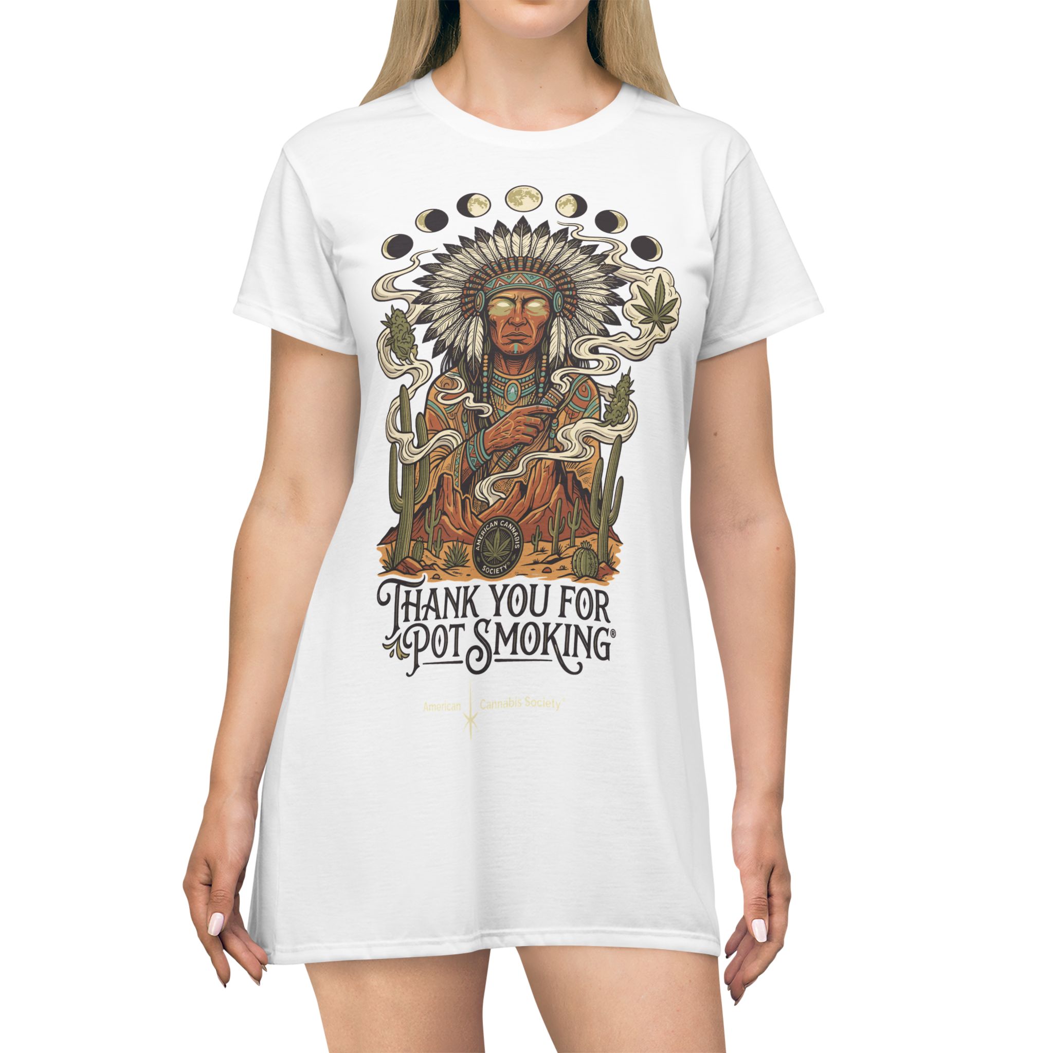 Thank You For Pot Smoking® Desert Chief Women's T-Shirt Dress – view 3