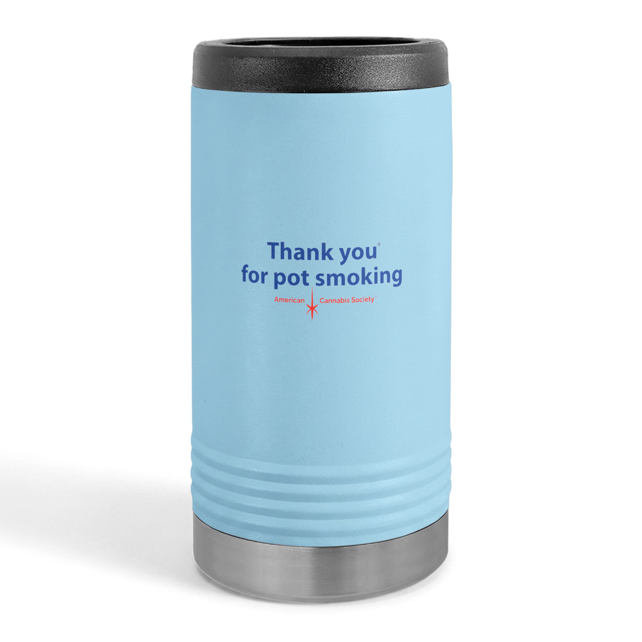 Thank You For Pot Smoking® Slim Can Holder – Light Blue