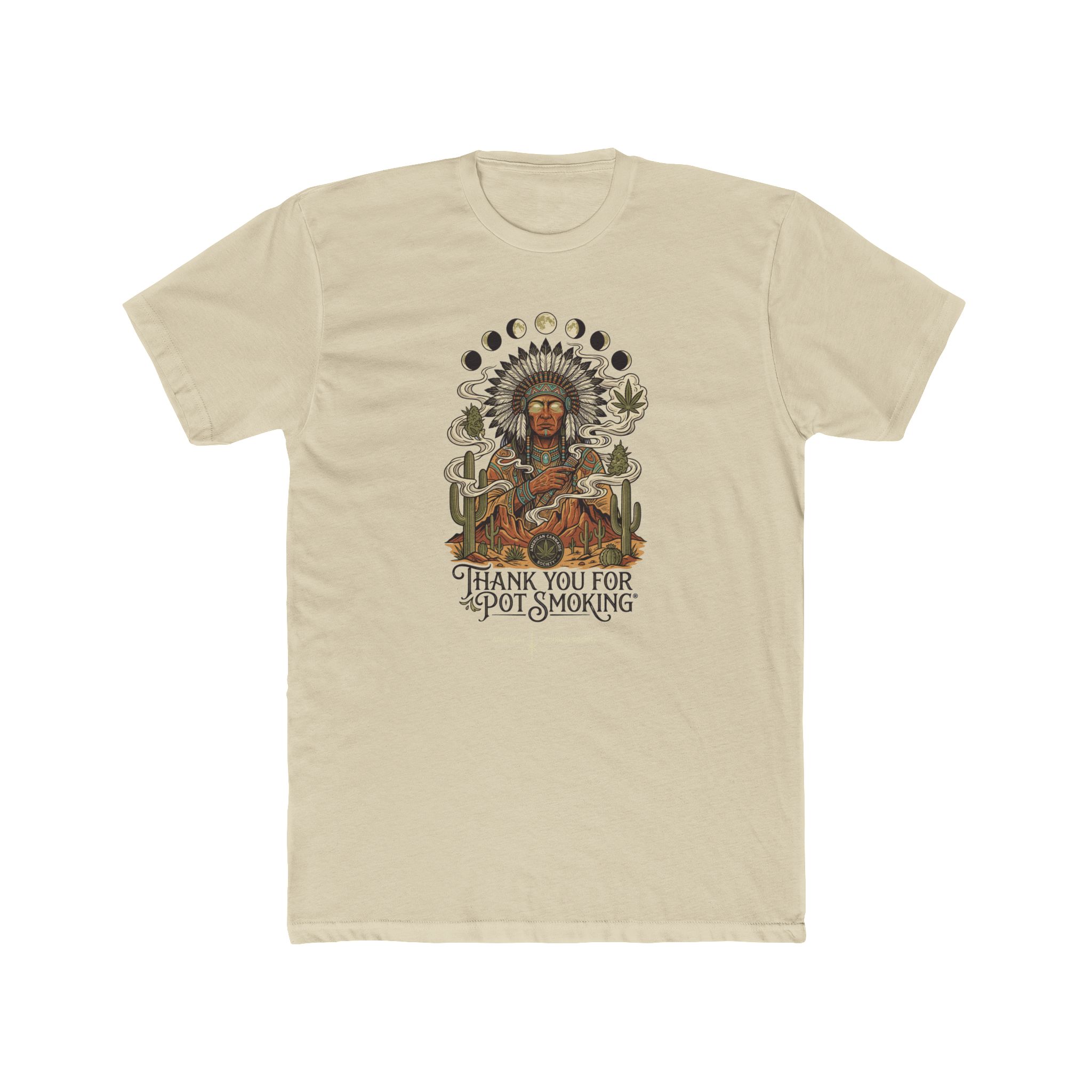 Thank You For Pot Smoking® Desert Chief Unisex Cotton Crew Tee – Solid Cream