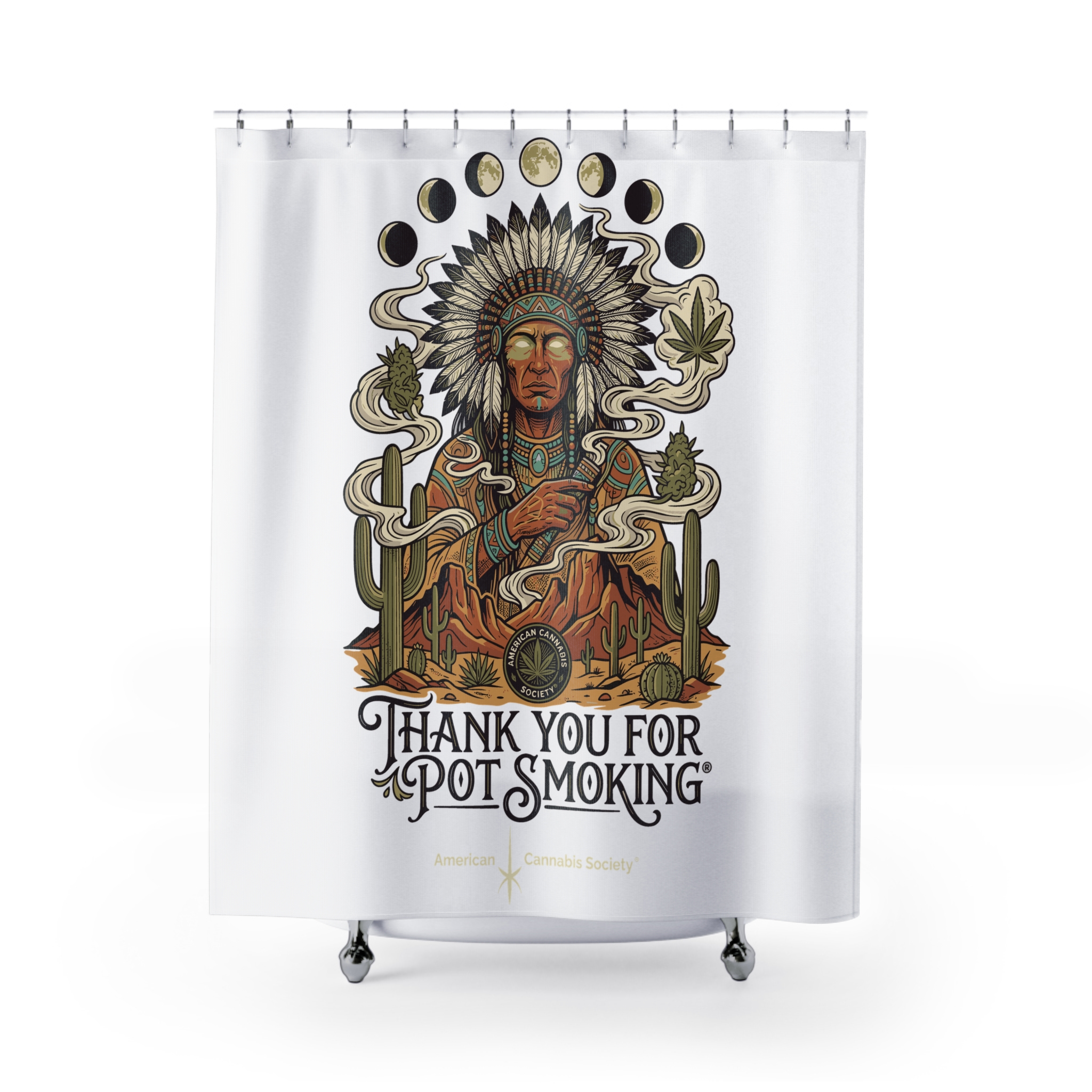 Thank You For Pot Smoking® Desert Chief Shower Curtain – 71" × 74"