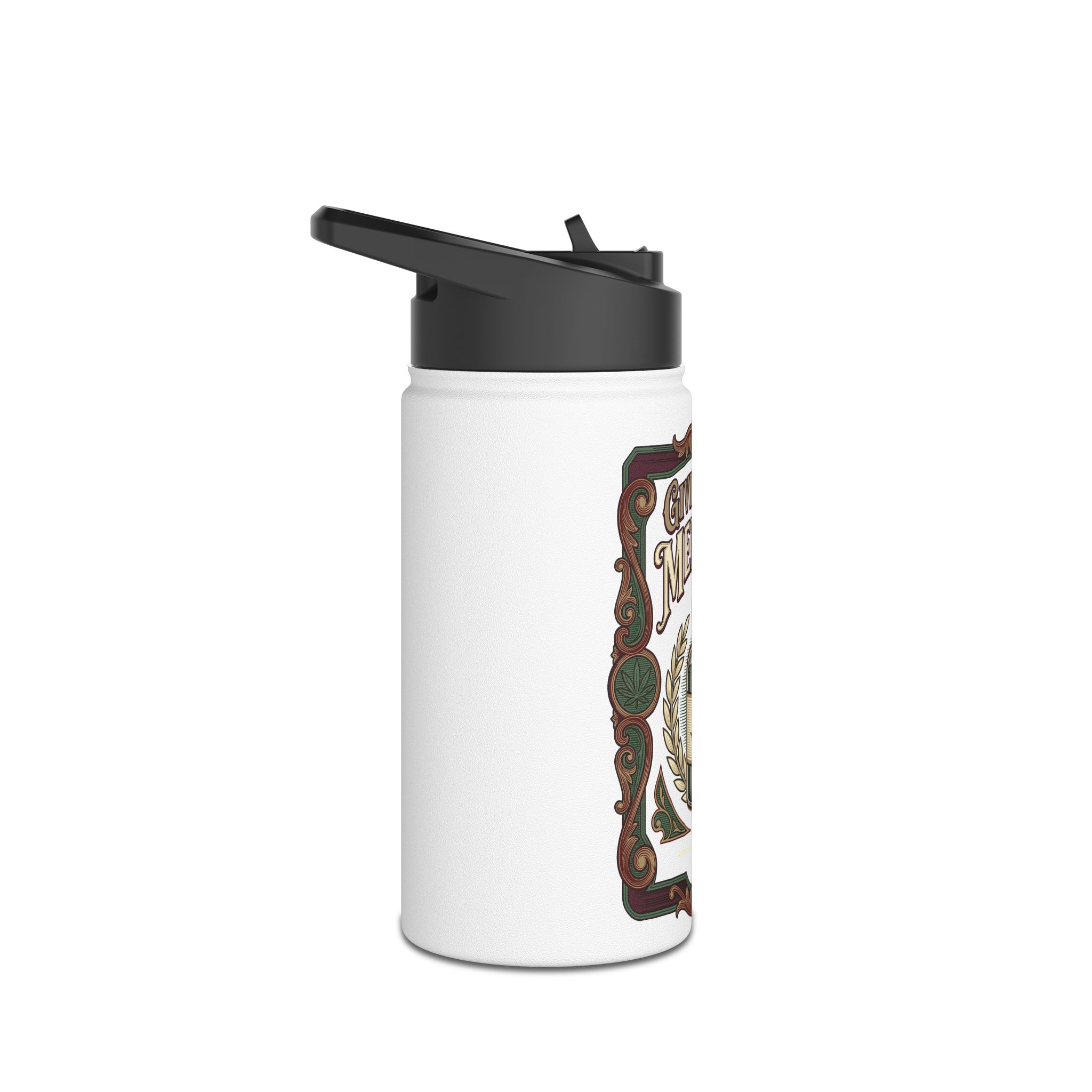 Give Me My Medicine™ Stainless Steel Bottle, Standard Lid – White – view 3