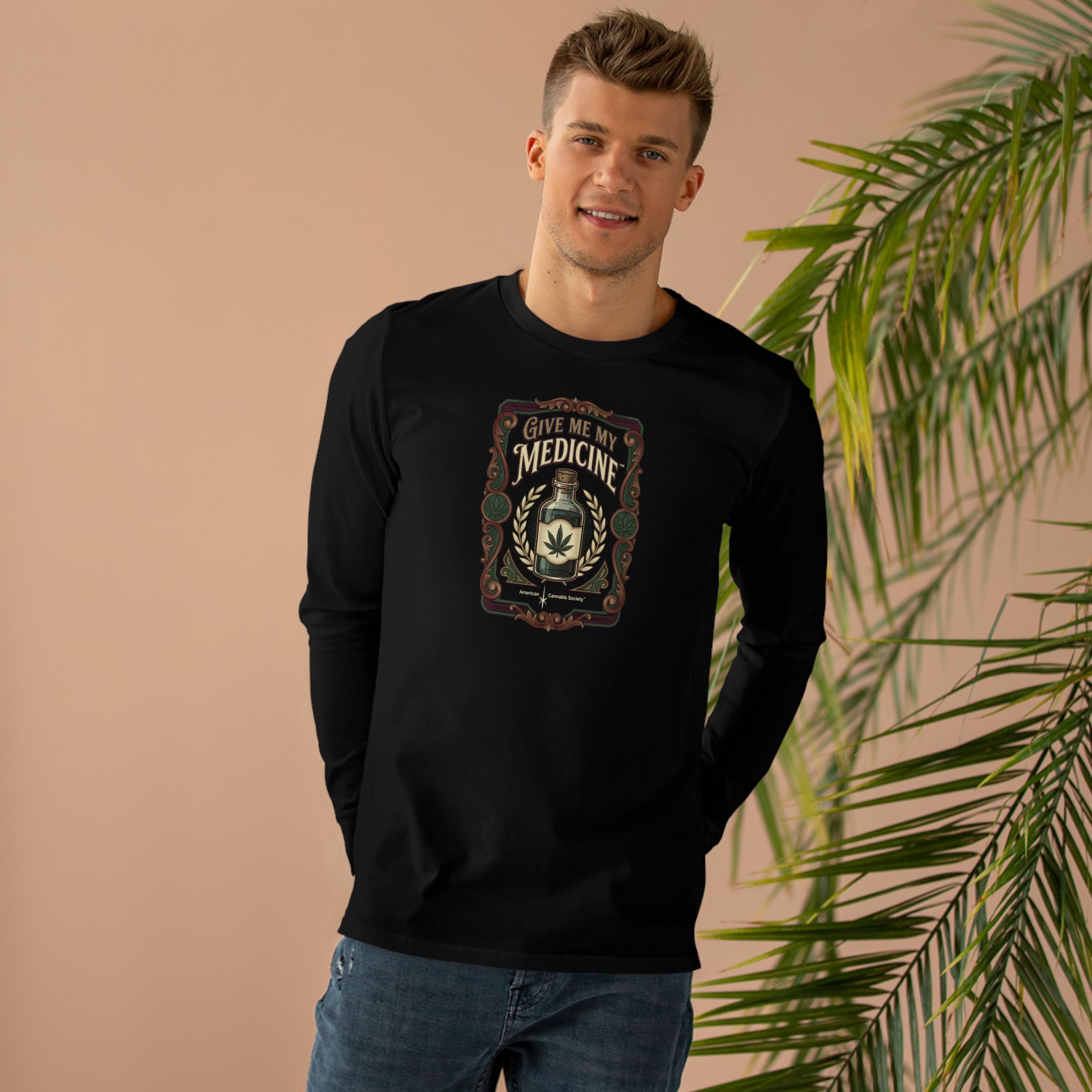 Give Me My Medicine™ Men's Long Sleeve Tee – Black, view 3