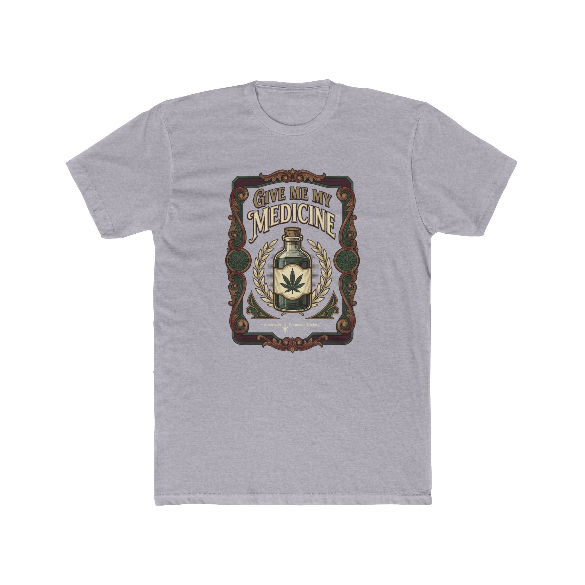 Give Me My Medicine™ Unisex Cotton Crew Tee – Heather Grey