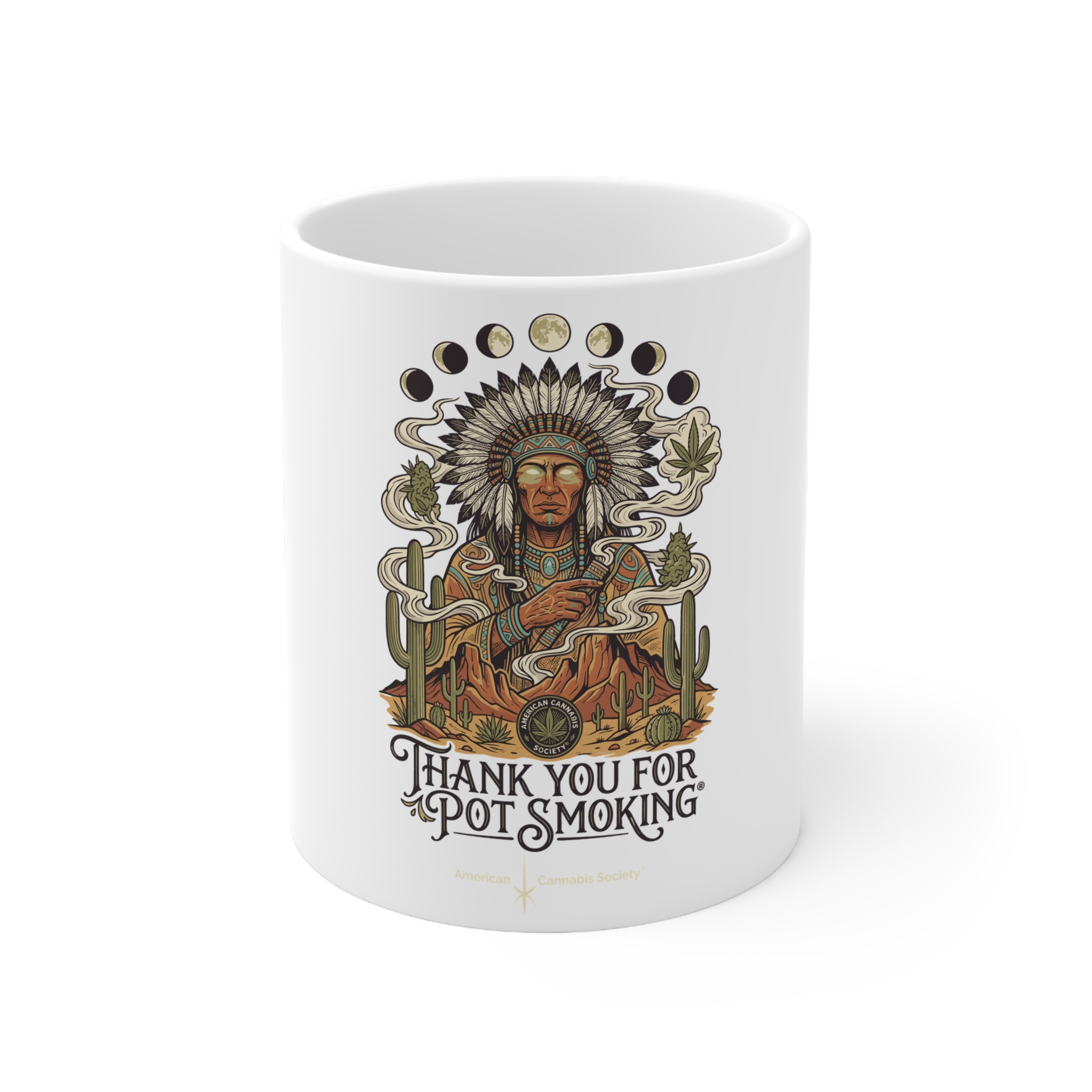 Thank You For Pot Smoking® Desert Chief White Ceramic Mug, 11oz – 11oz