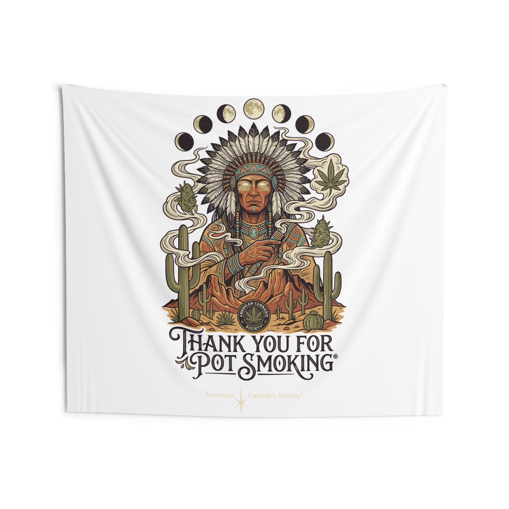 Thank You For Pot Smoking® Desert Chief Indoor Wall Tapestry – 80" × 68"