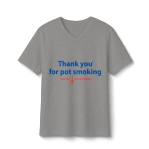 Thank You For Pot Smoking® Women's V-Neck Tee – Light Heather Grey