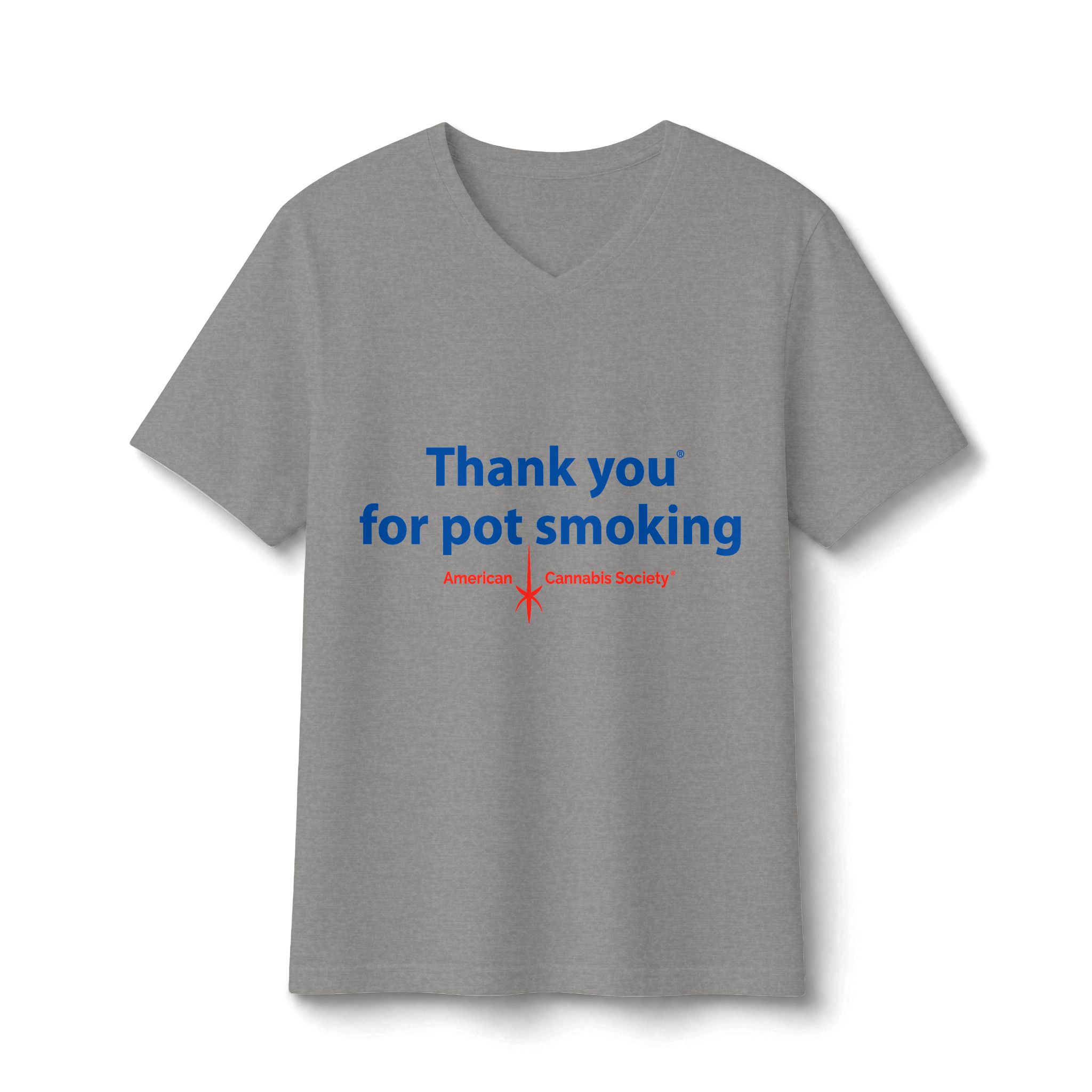 Thank You For Pot Smoking® Women's V-Neck Tee – Light Heather Grey