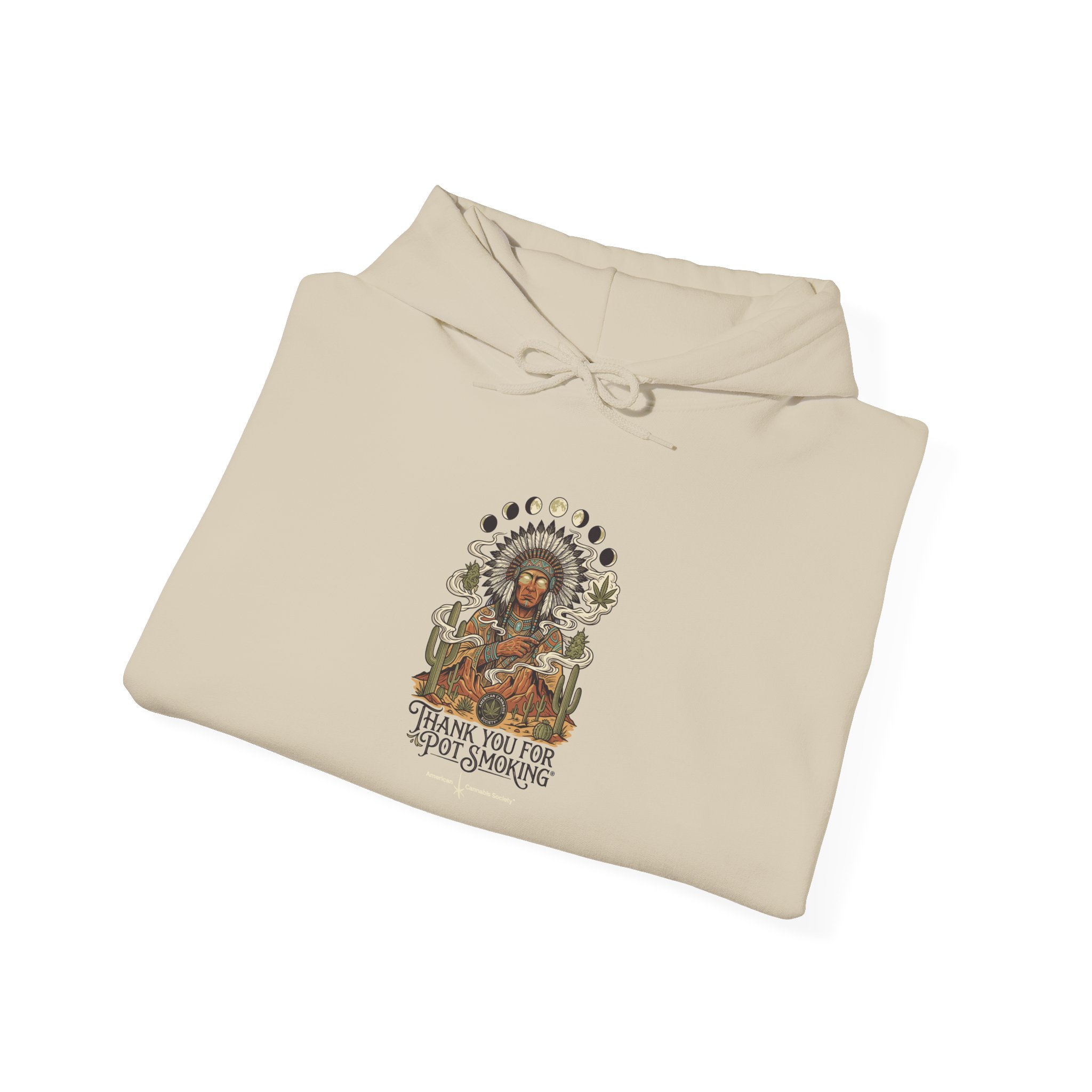 Thank You For Pot Smoking® Desert Chief Unisex Heavyweight Blend Hoodie – Sand – view 4