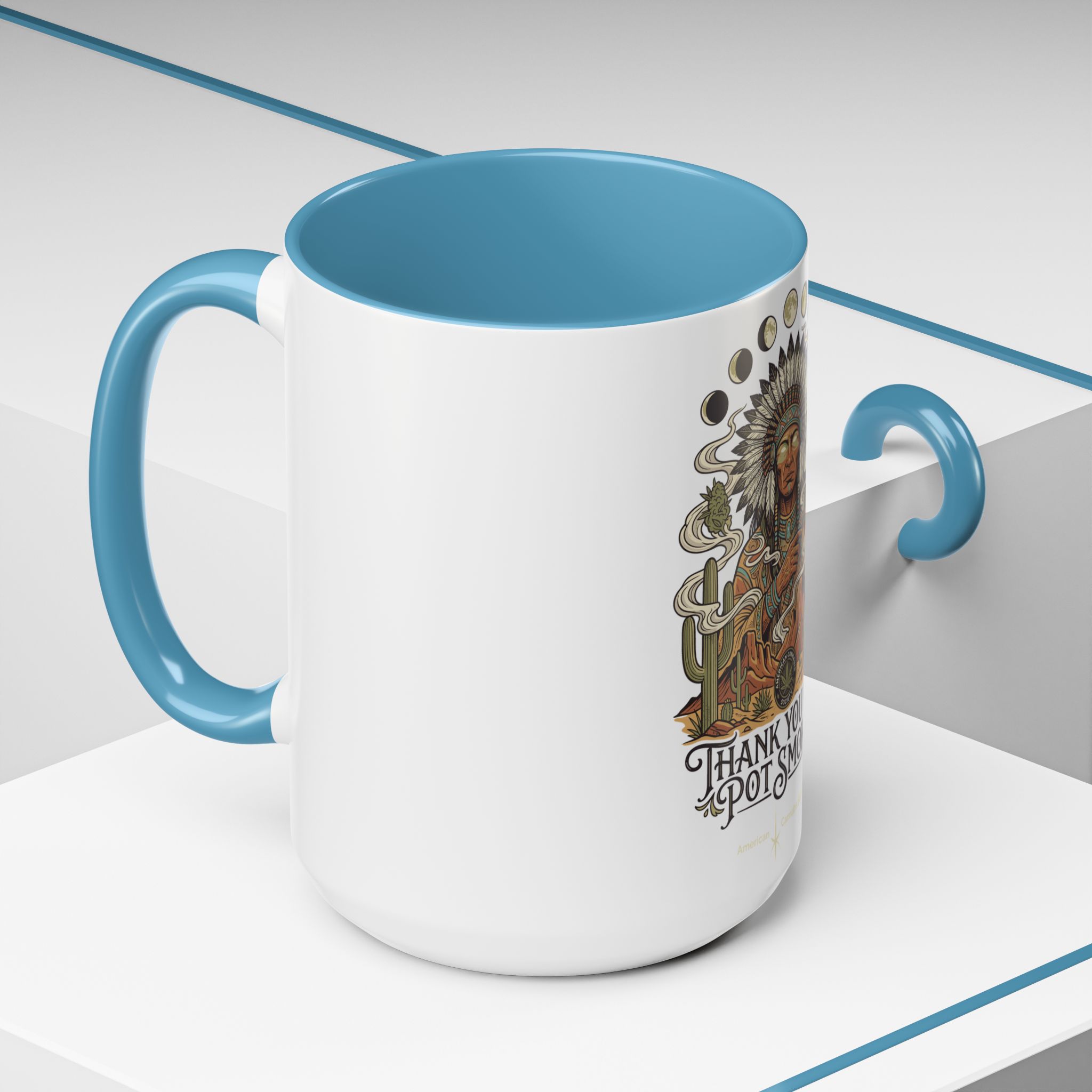 Thank You For Pot Smoking® Colored Interior Coffee Mug – Light Blue – view 12